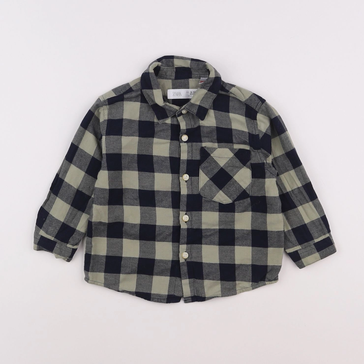 Zara - chemise vert - 9/12 mois