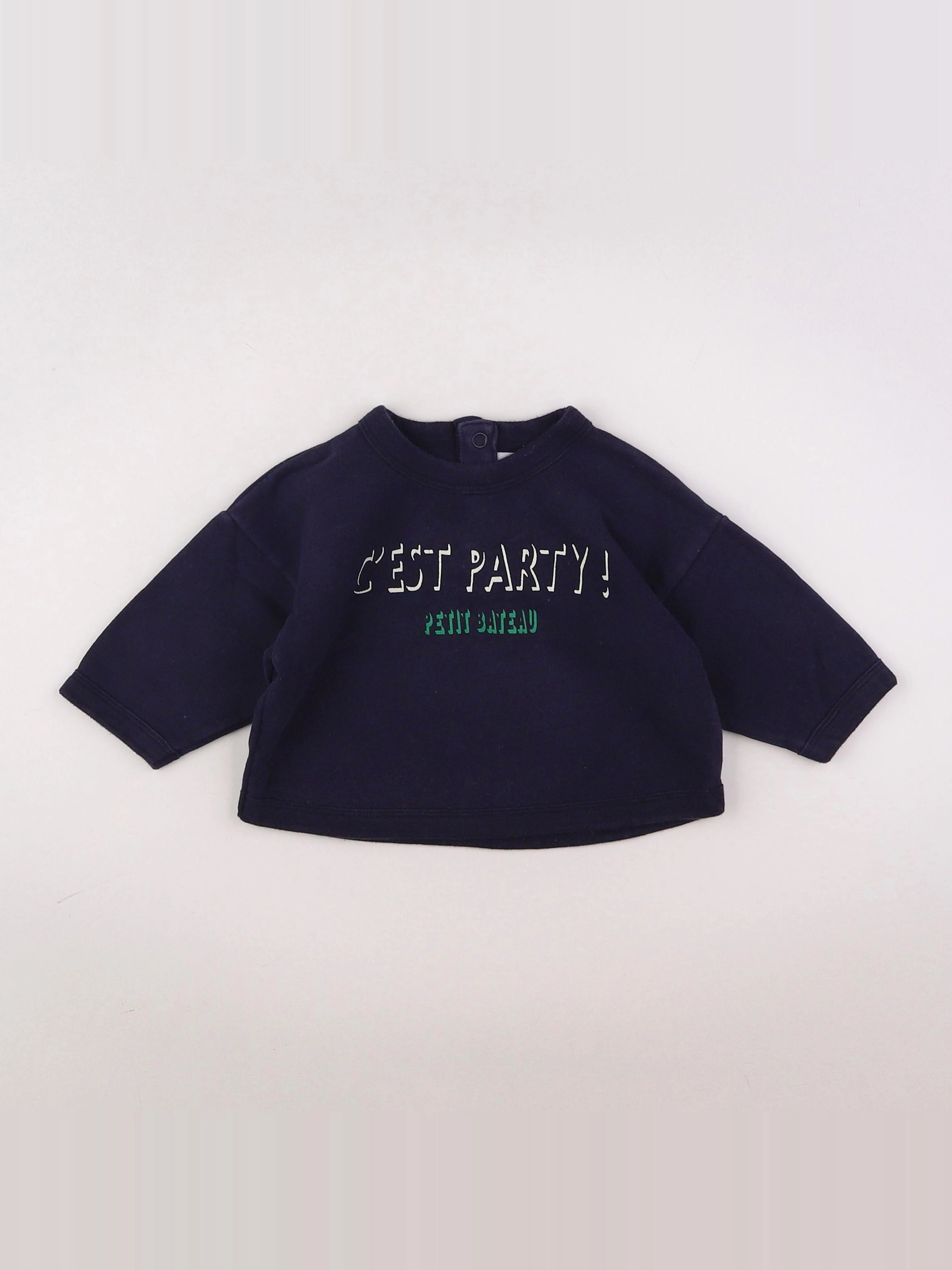 Petit Bateau - sweat bleu - 6 mois