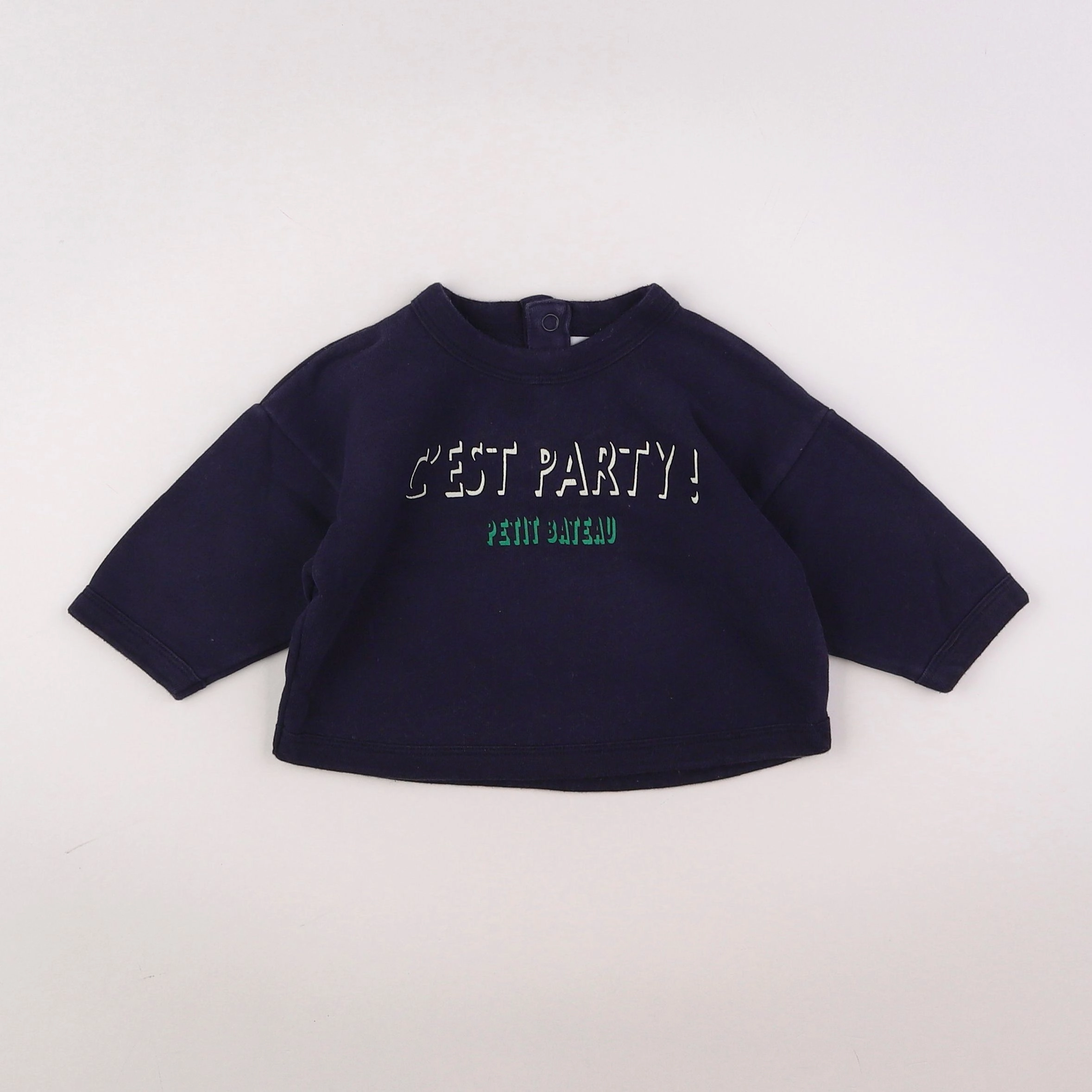 Petit Bateau - sweat bleu - 6 mois