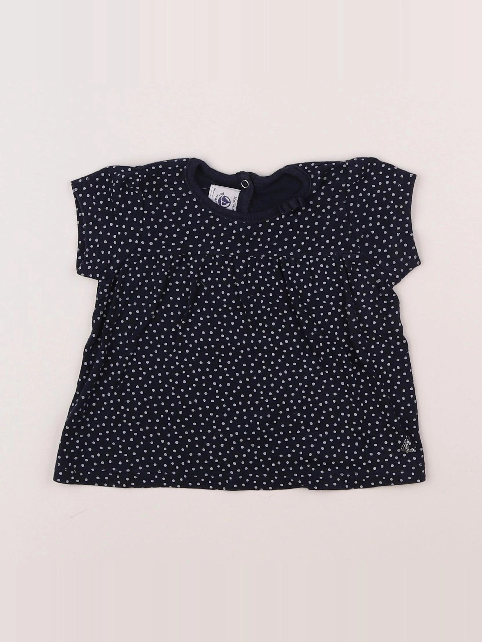 Petit Bateau - tee-shirt bleu, blanc - 12 mois