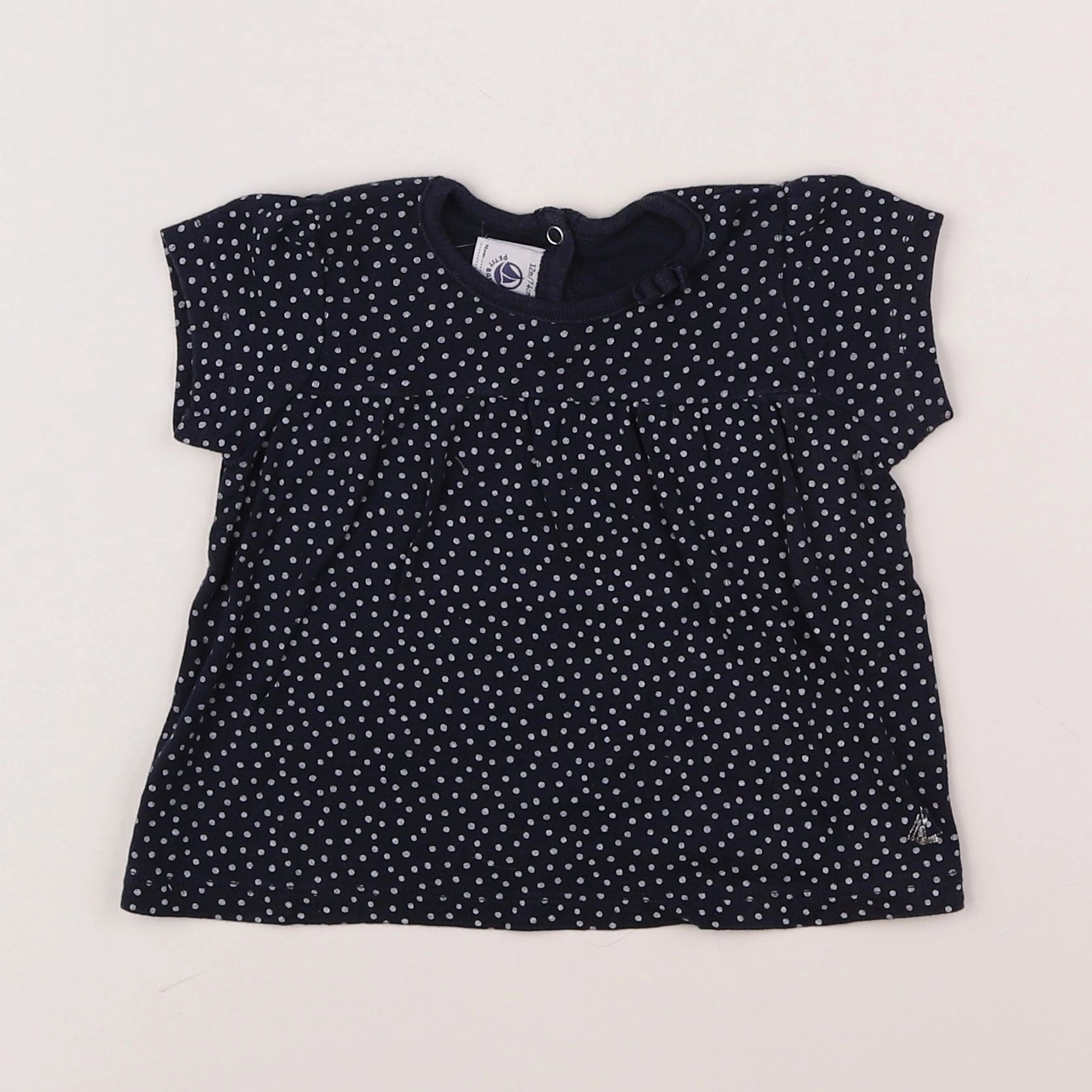Petit Bateau - tee-shirt bleu, blanc - 12 mois