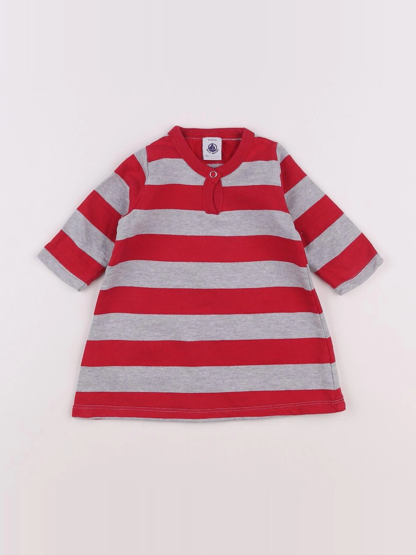 Petit Bateau - robe gris, rose - 6 mois
