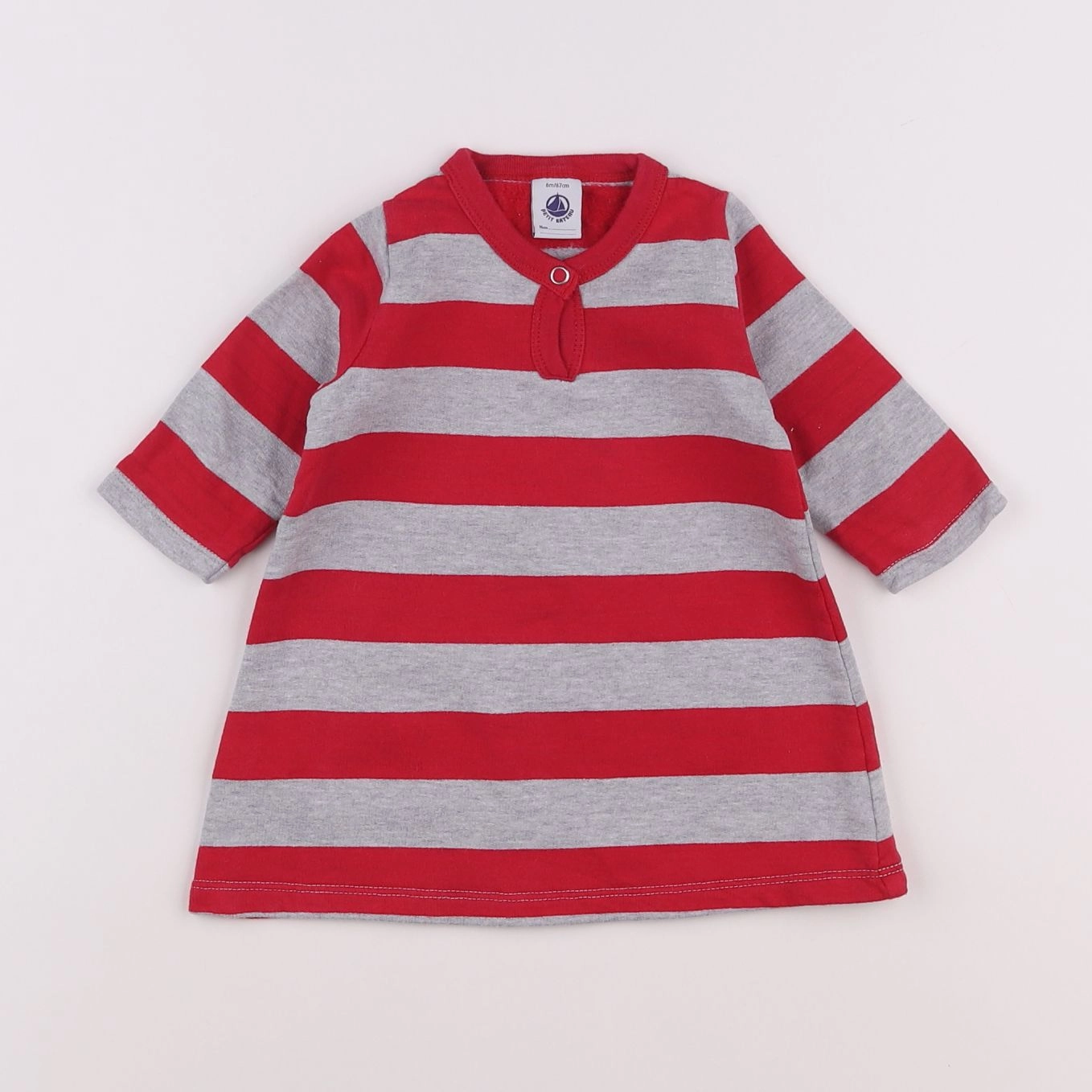 Petit Bateau - robe gris, rose - 6 mois