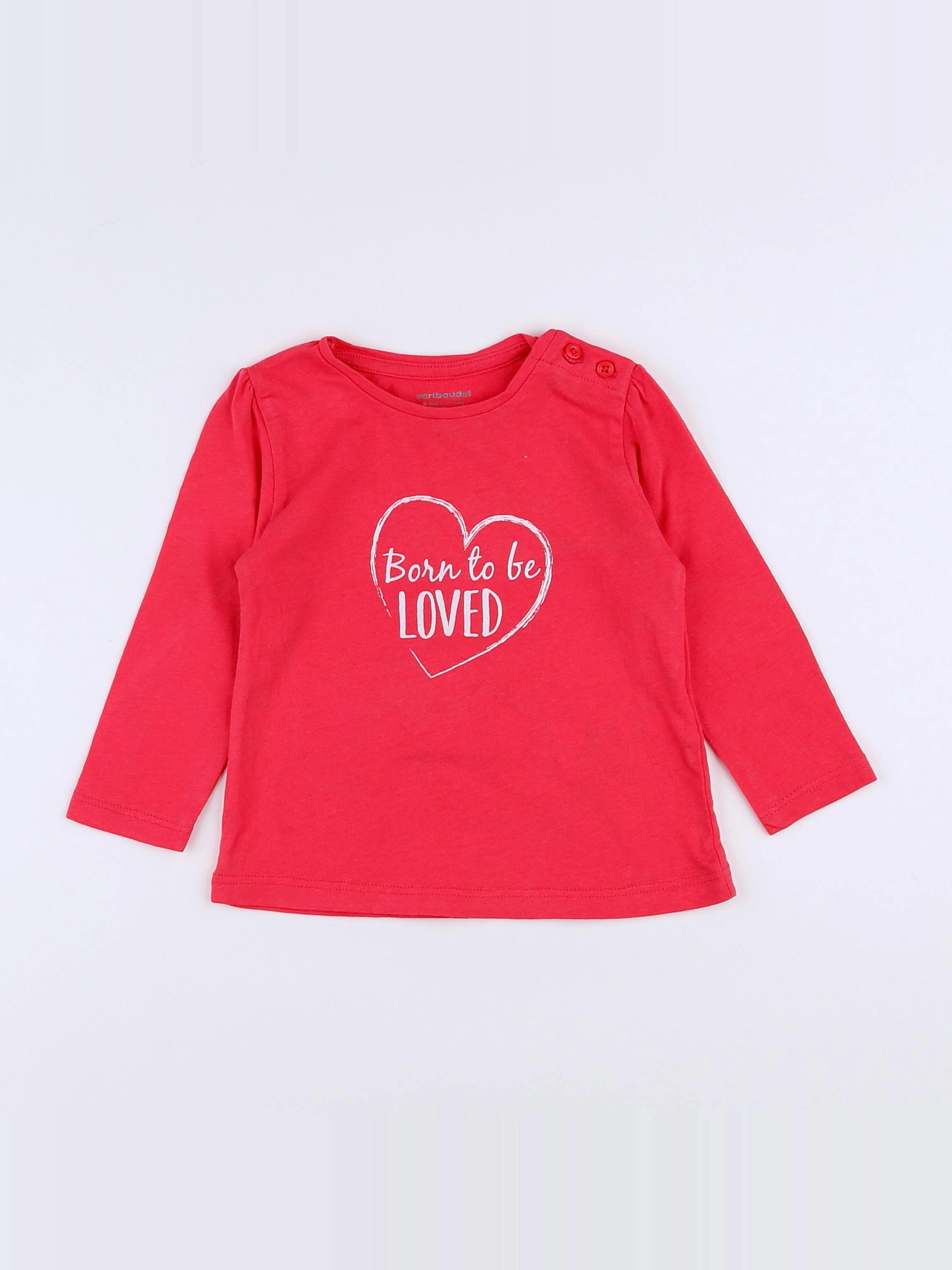 Vertbaudet - tee-shirt rose - 9 mois