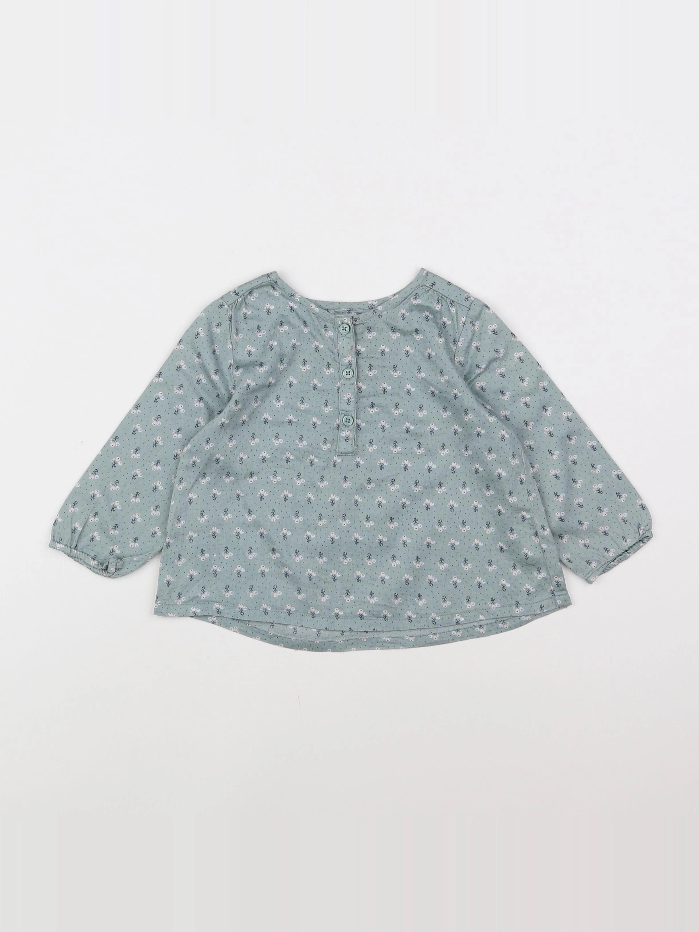 Boutchou - blouse vert - 12 mois