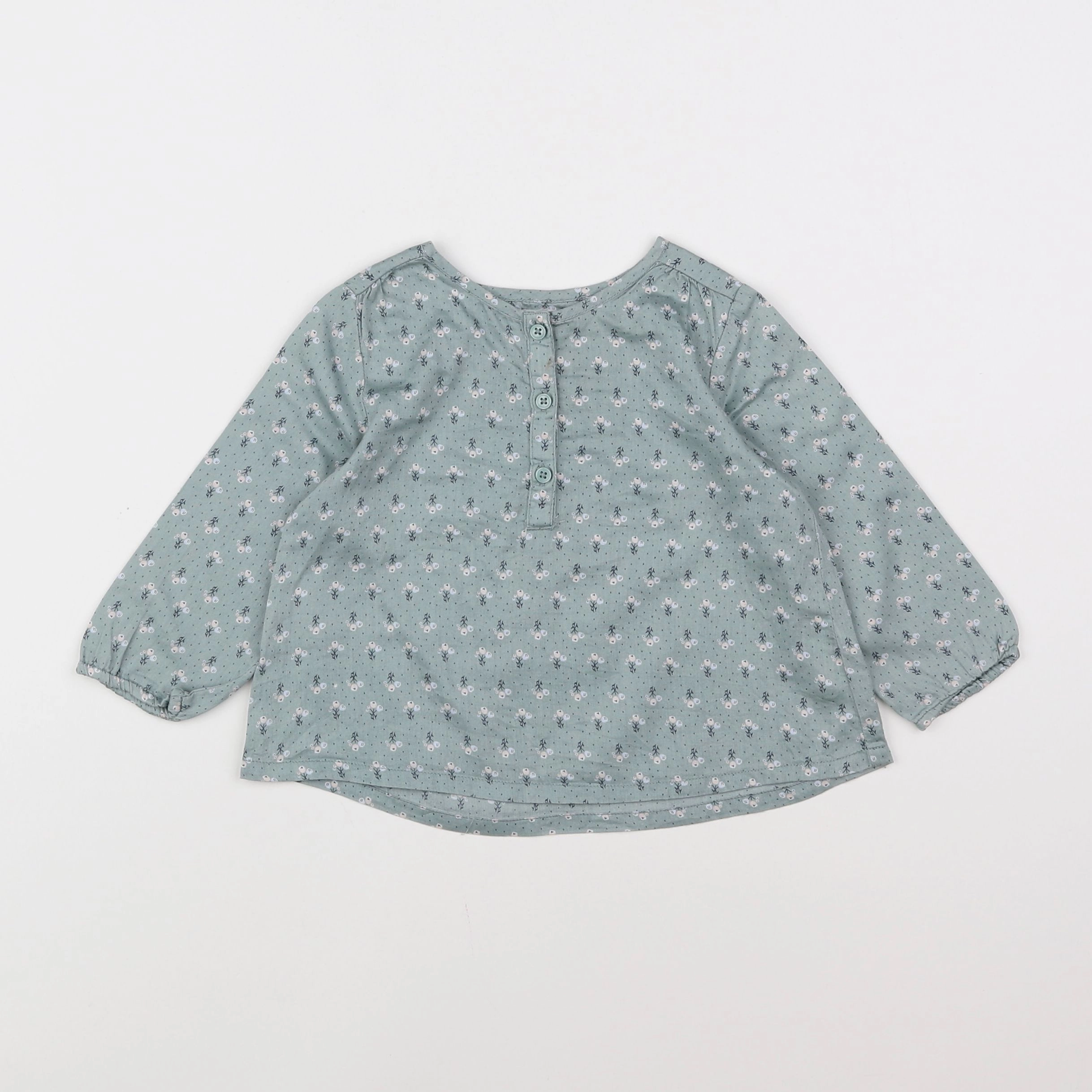 Boutchou - blouse vert - 12 mois