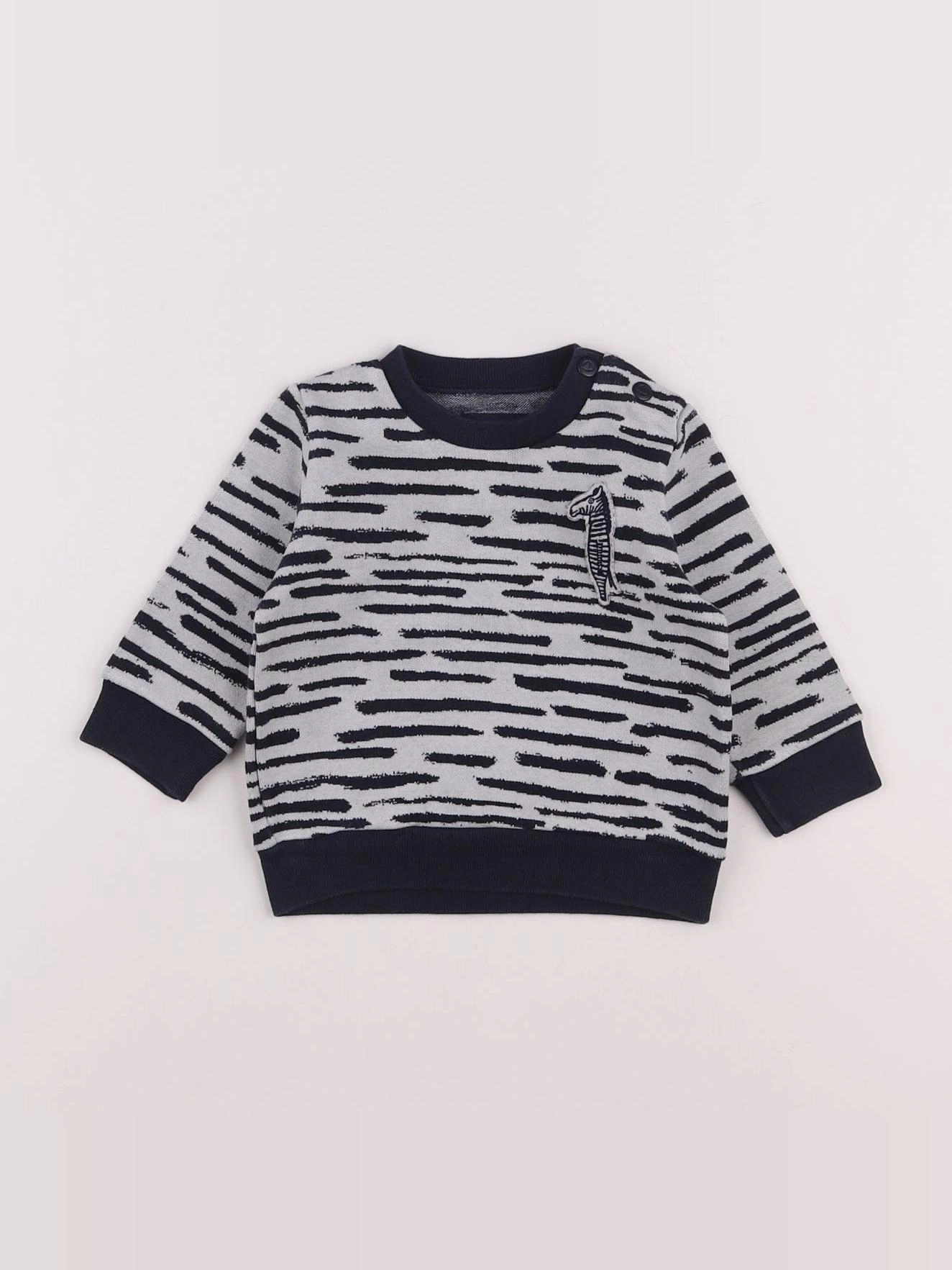 Petit Bateau - sweat bleu - 6 mois