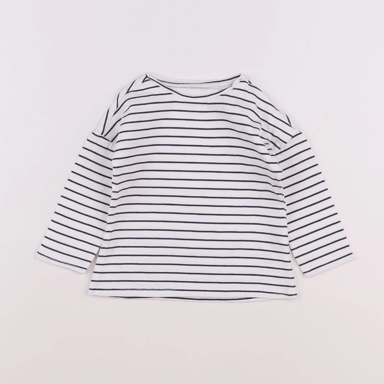 Vertbaudet - tee-shirt blanc, bleu - 6 mois