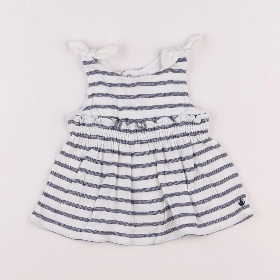 Petit Bateau - robe blanc, bleu - 6 mois