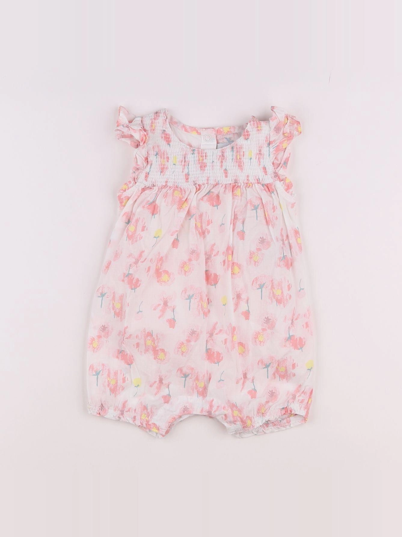 Petit Bateau - combinaison blanc, rose - 6 mois
