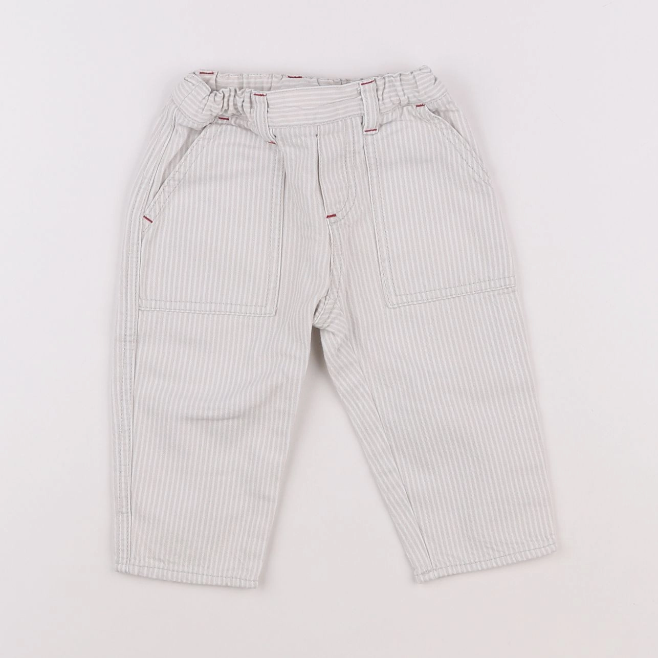Petit Bateau - pantalon blanc, gris - 12 mois