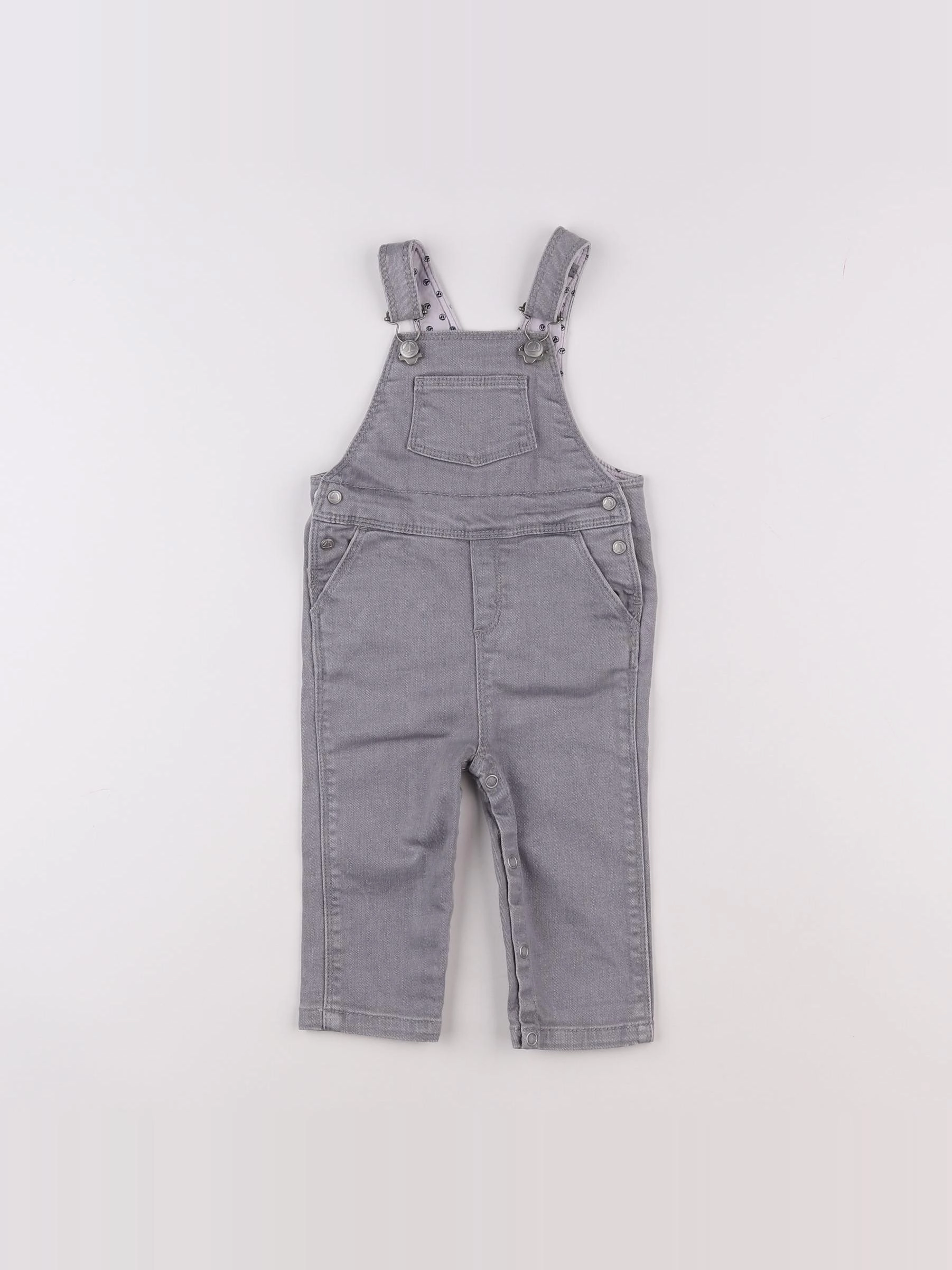 Petit Bateau - salopette gris - 6 mois