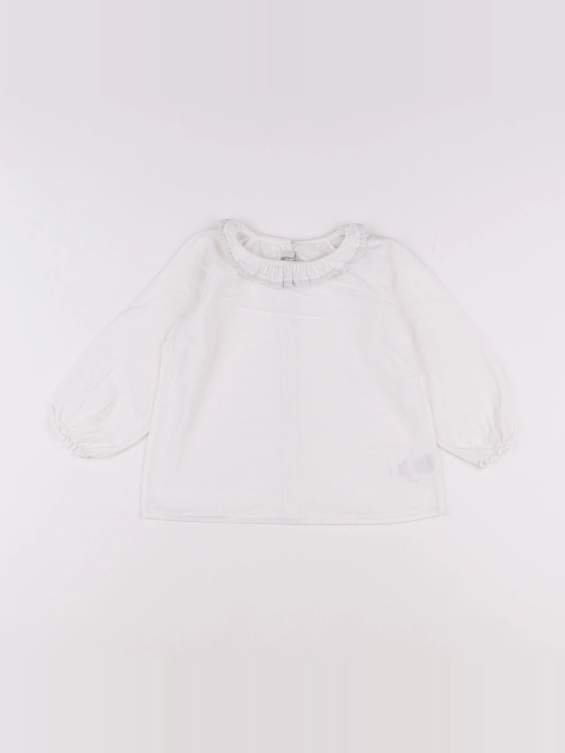 Bonnet à Pompon - blouse blanc - 3 ans