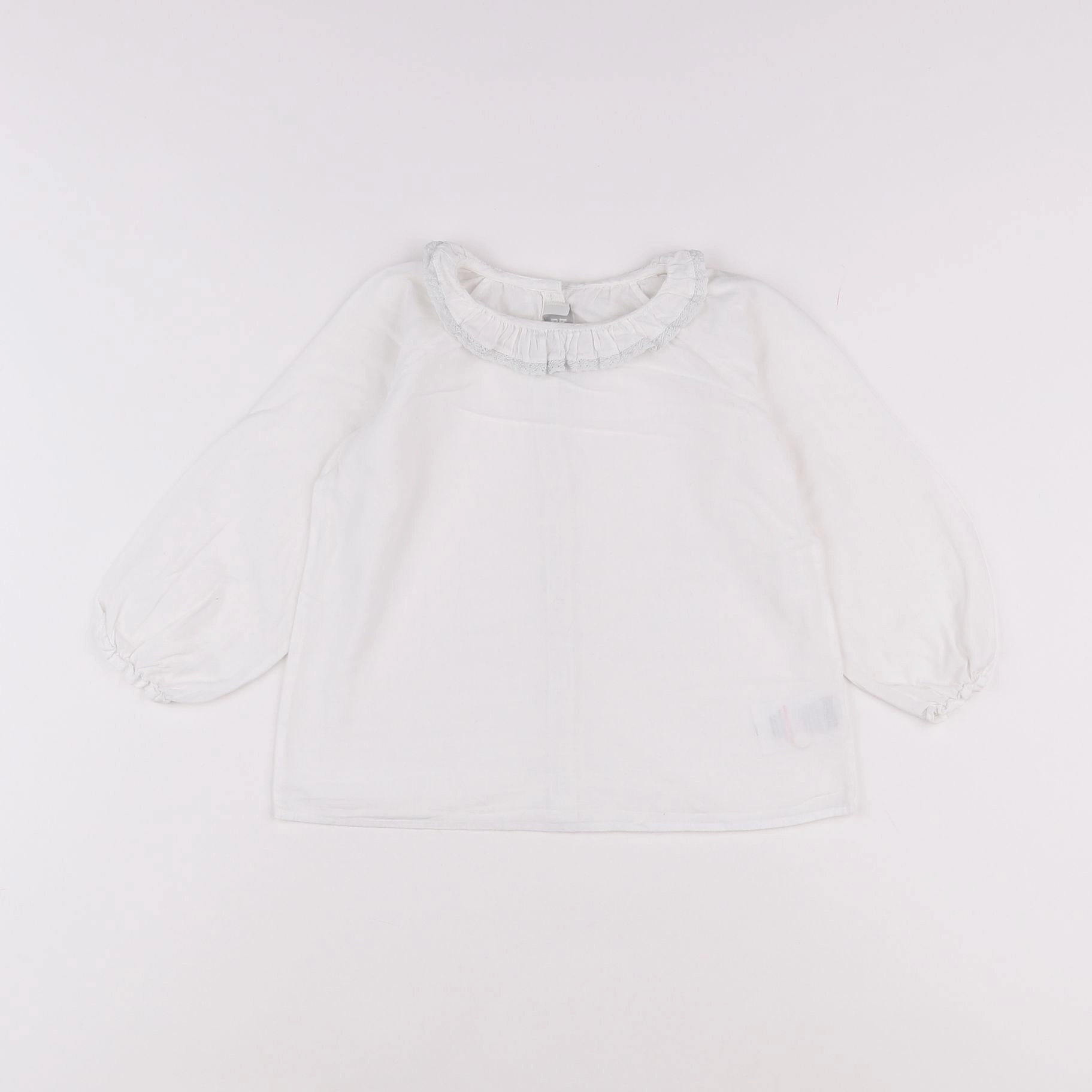 Bonnet à Pompon - blouse blanc - 3 ans