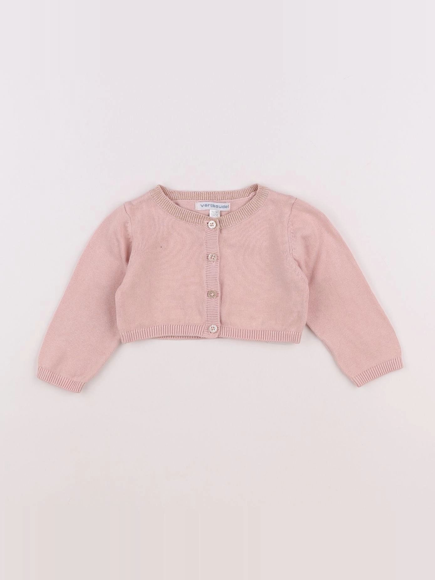 Vertbaudet - gilet rose - 12 mois