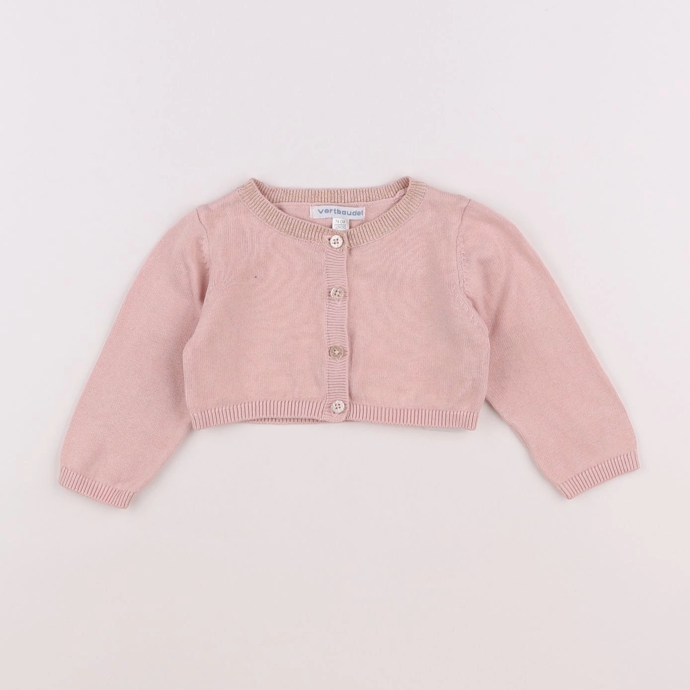 Vertbaudet - gilet rose - 12 mois