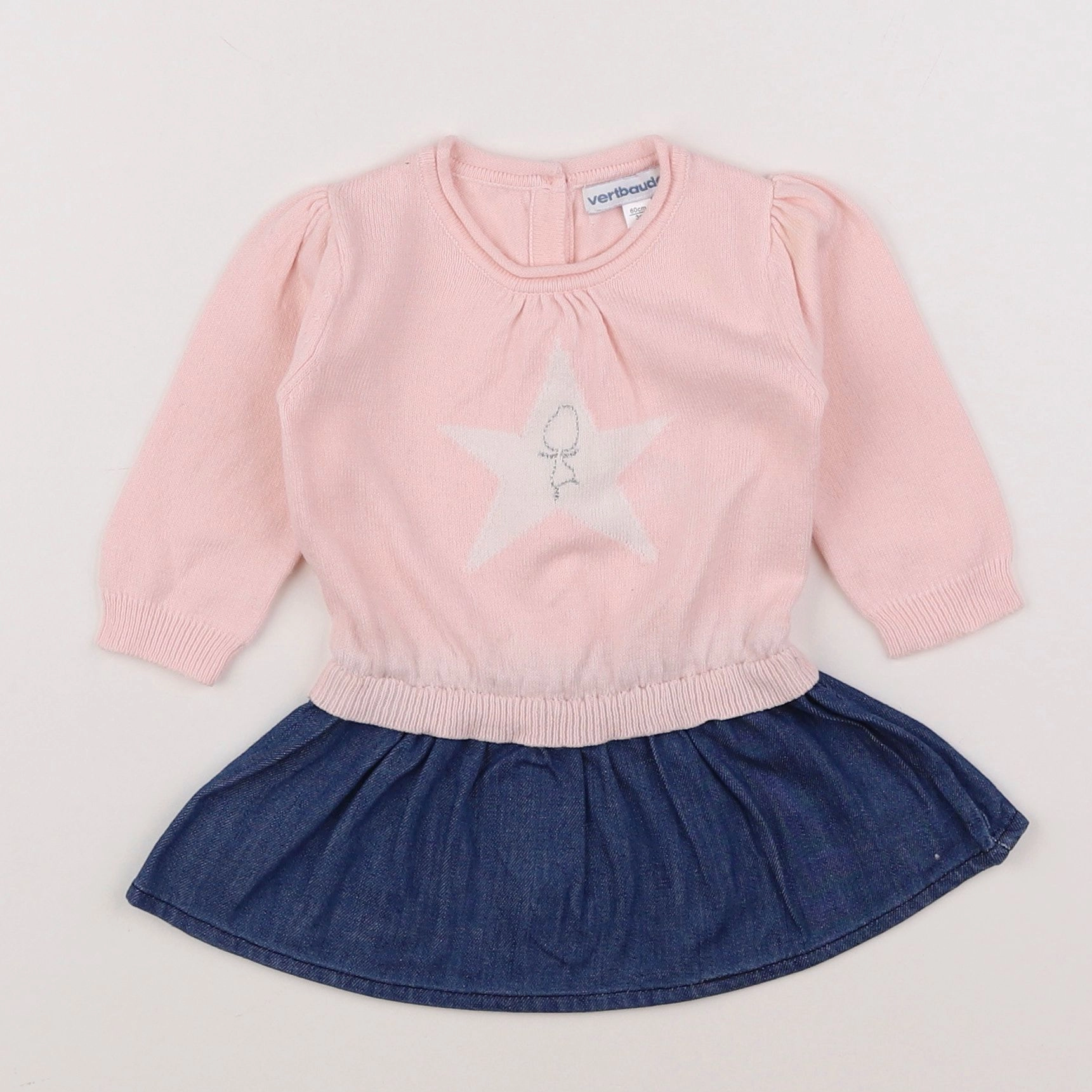 Vertbaudet - robe rose, bleu - 3 mois