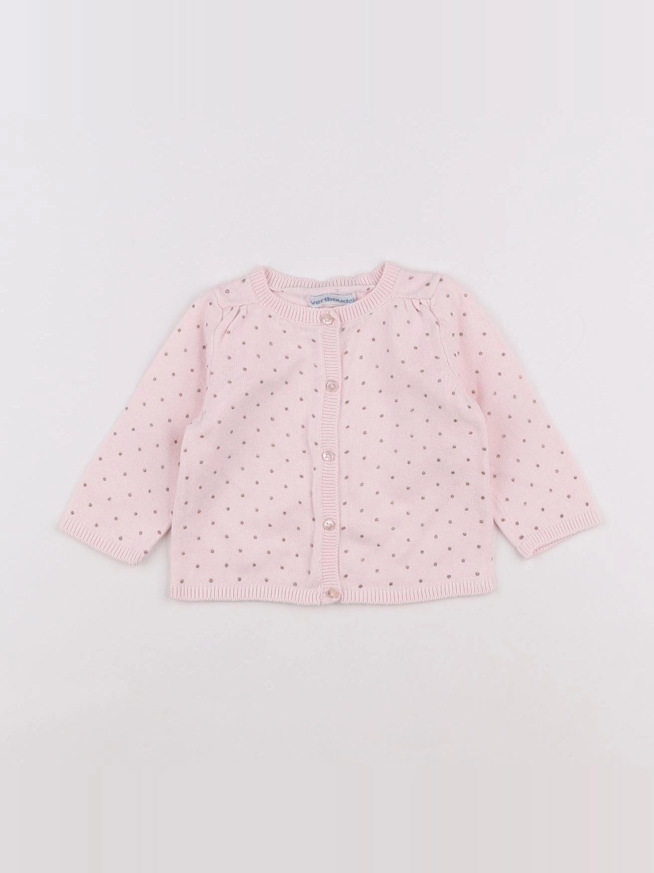 Vertbaudet - gilet rose, or - 6 mois