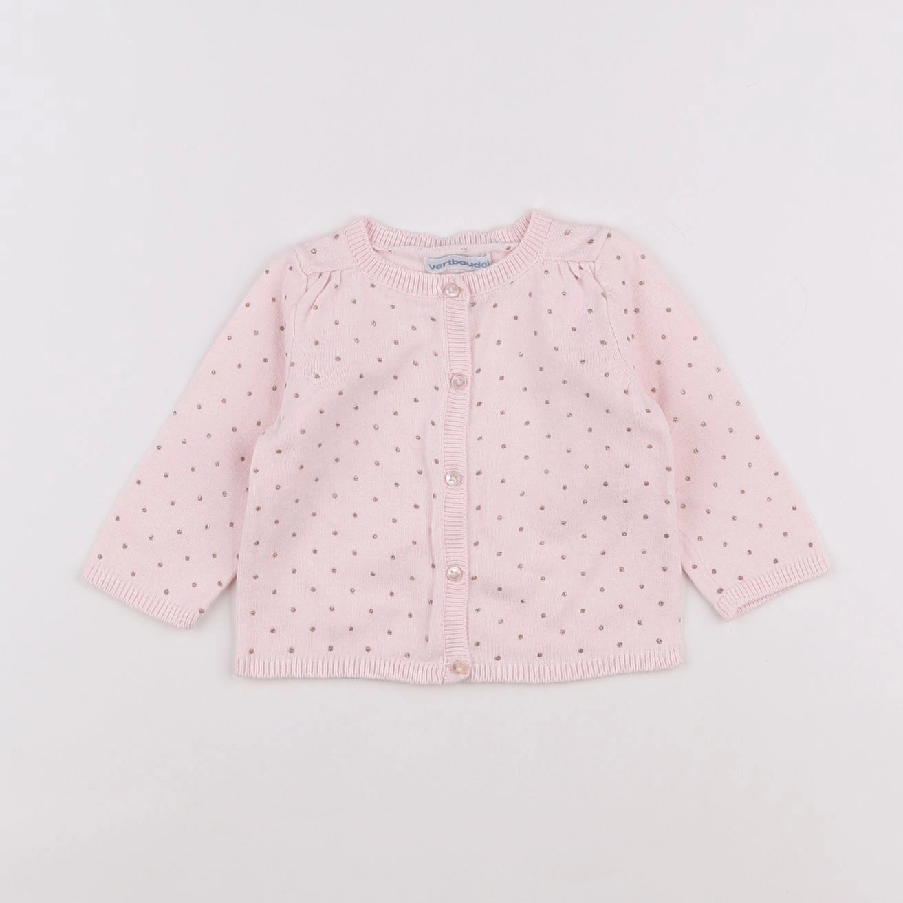 Vertbaudet - gilet rose, or - 6 mois
