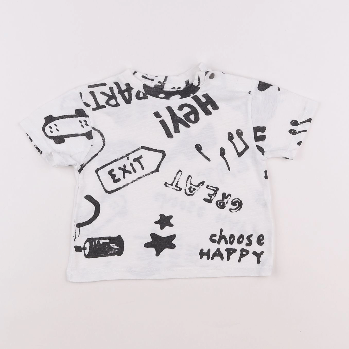 Zara - tee-shirt blanc, noir - 3/6 mois