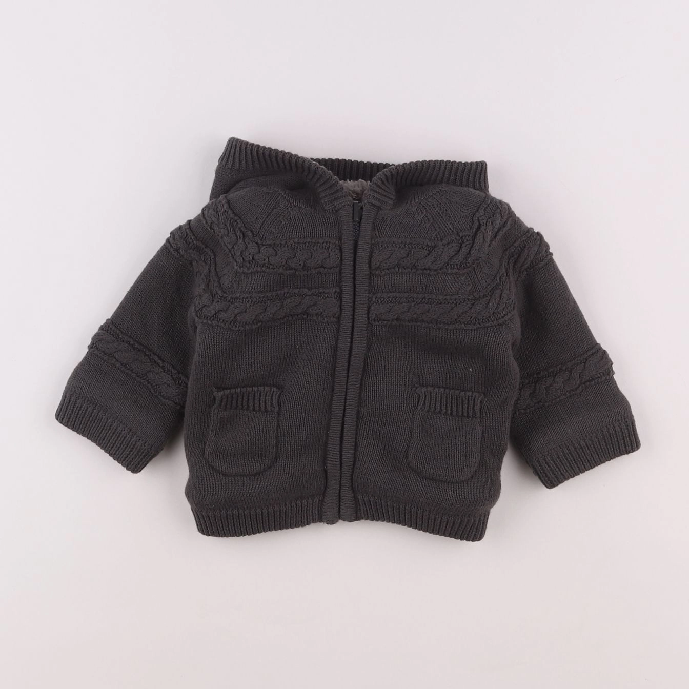 Vertbaudet - veste réversible gris - 3 mois