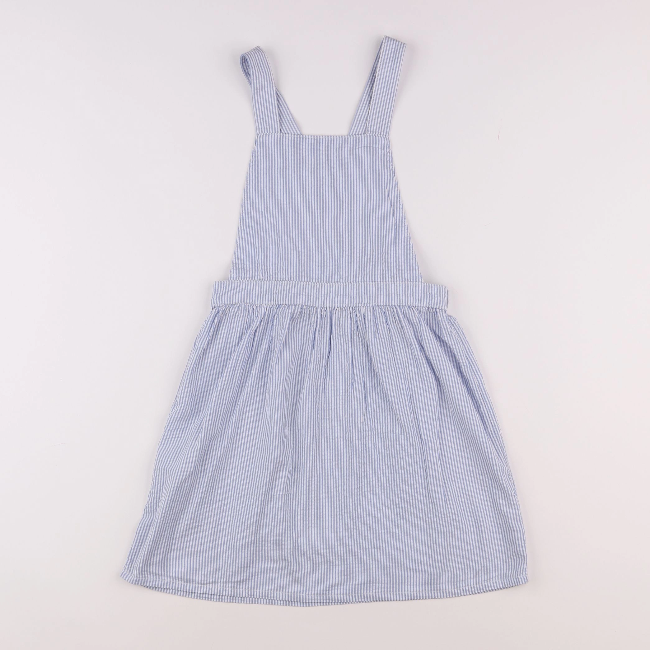 H&M - robe blanc, bleu - 7/8 ans