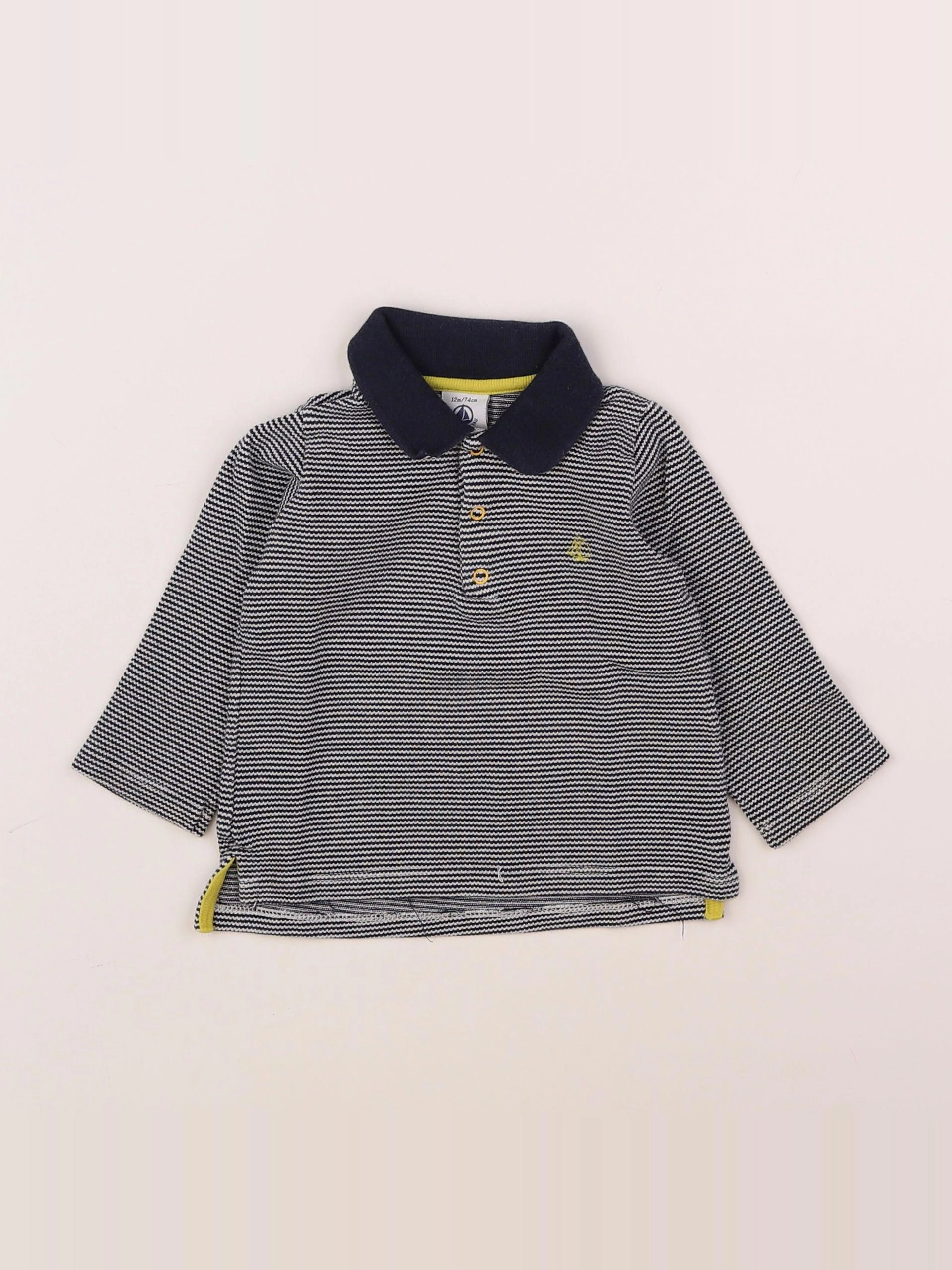 Petit Bateau - polo bleu - 12 mois