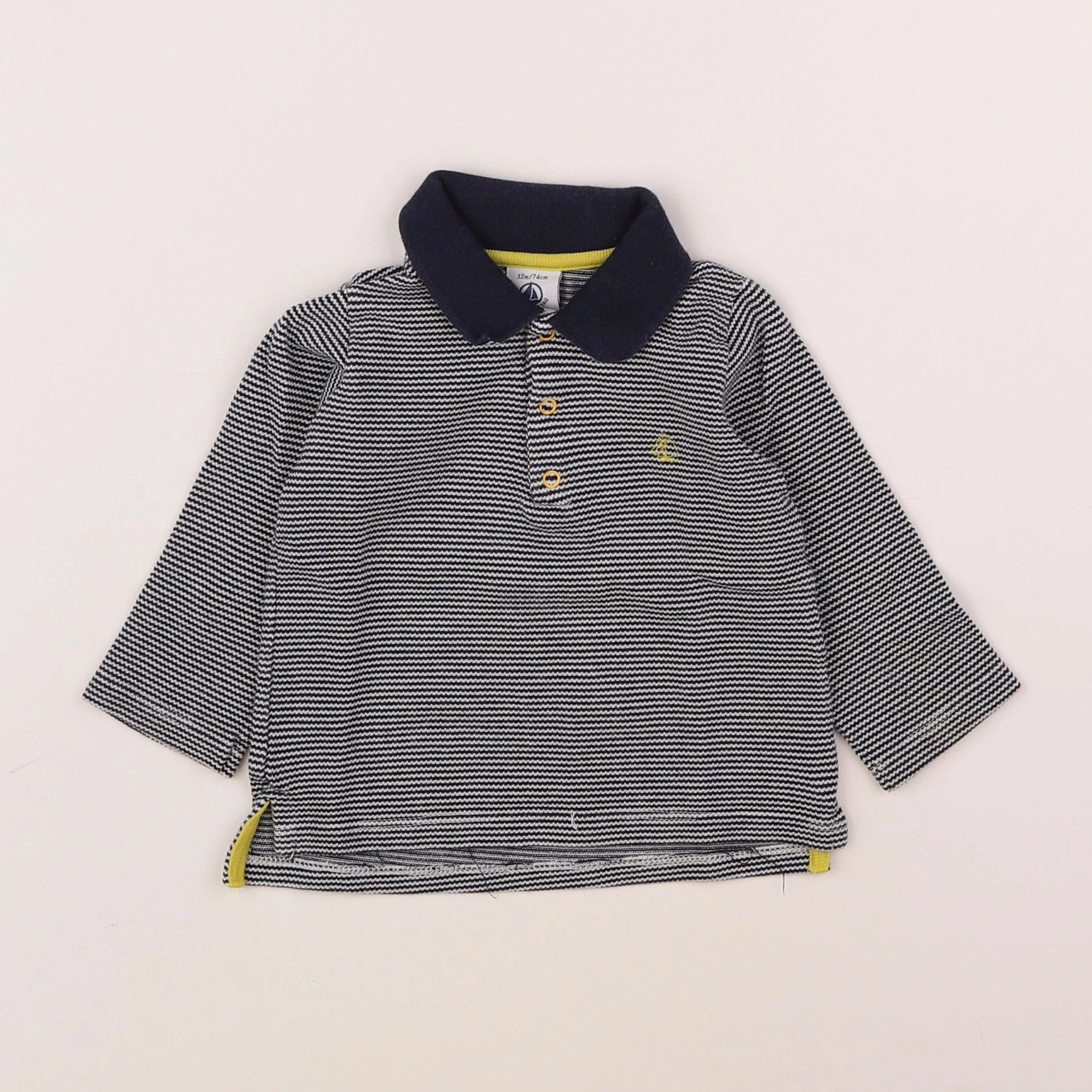 Petit Bateau - polo bleu - 12 mois