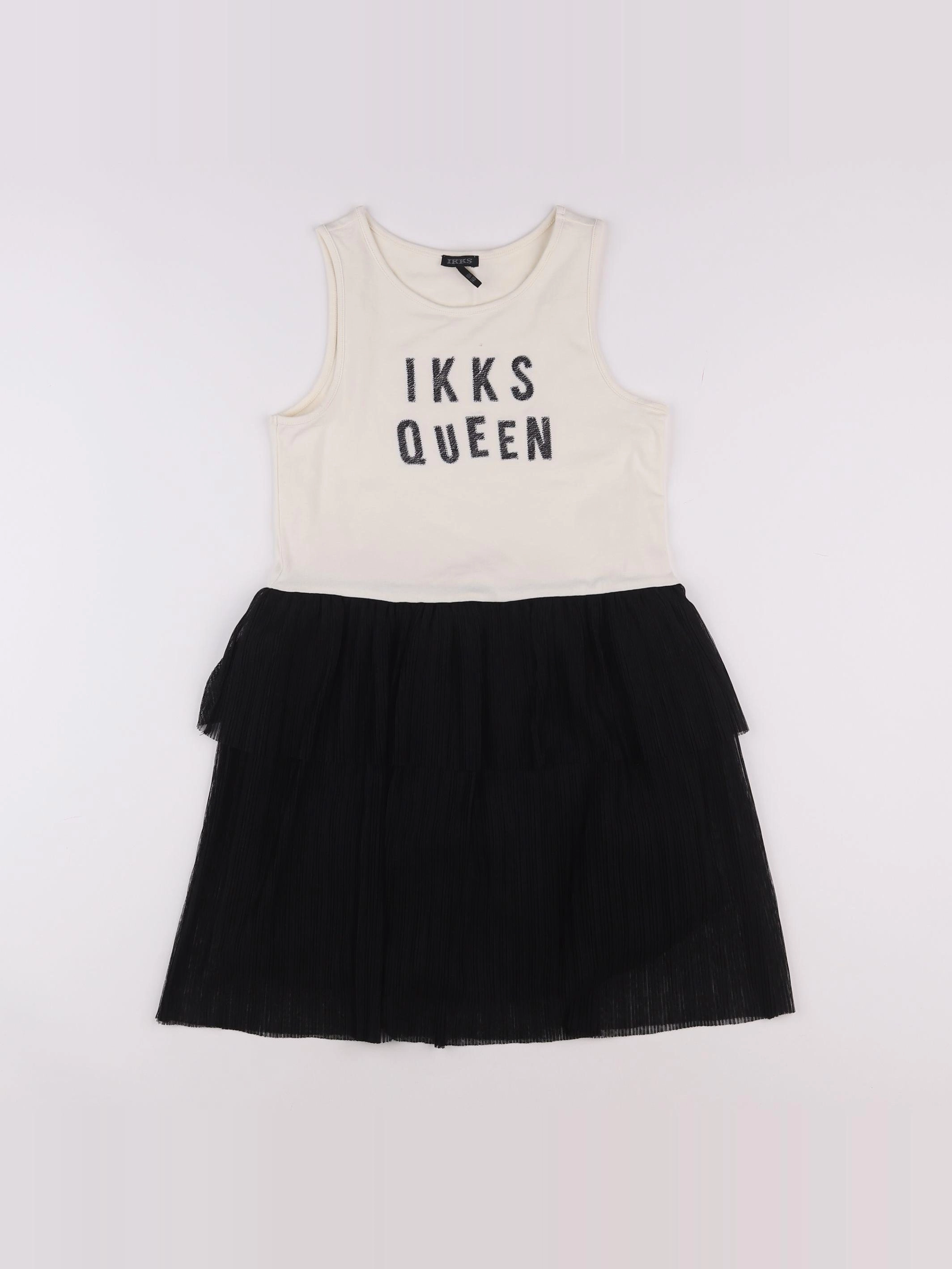 IKKS - robe beige, noir - 10 ans