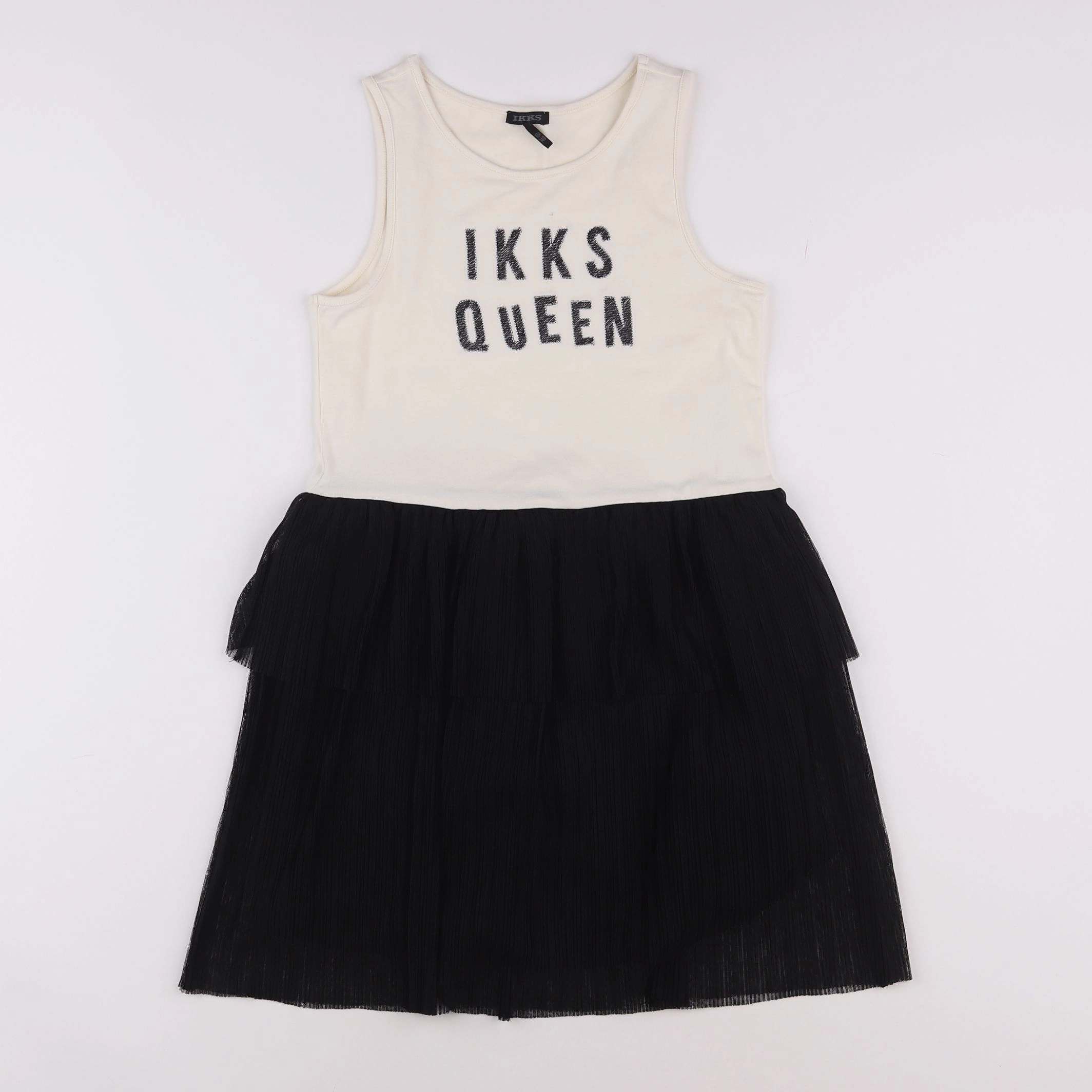IKKS - robe beige, noir - 10 ans