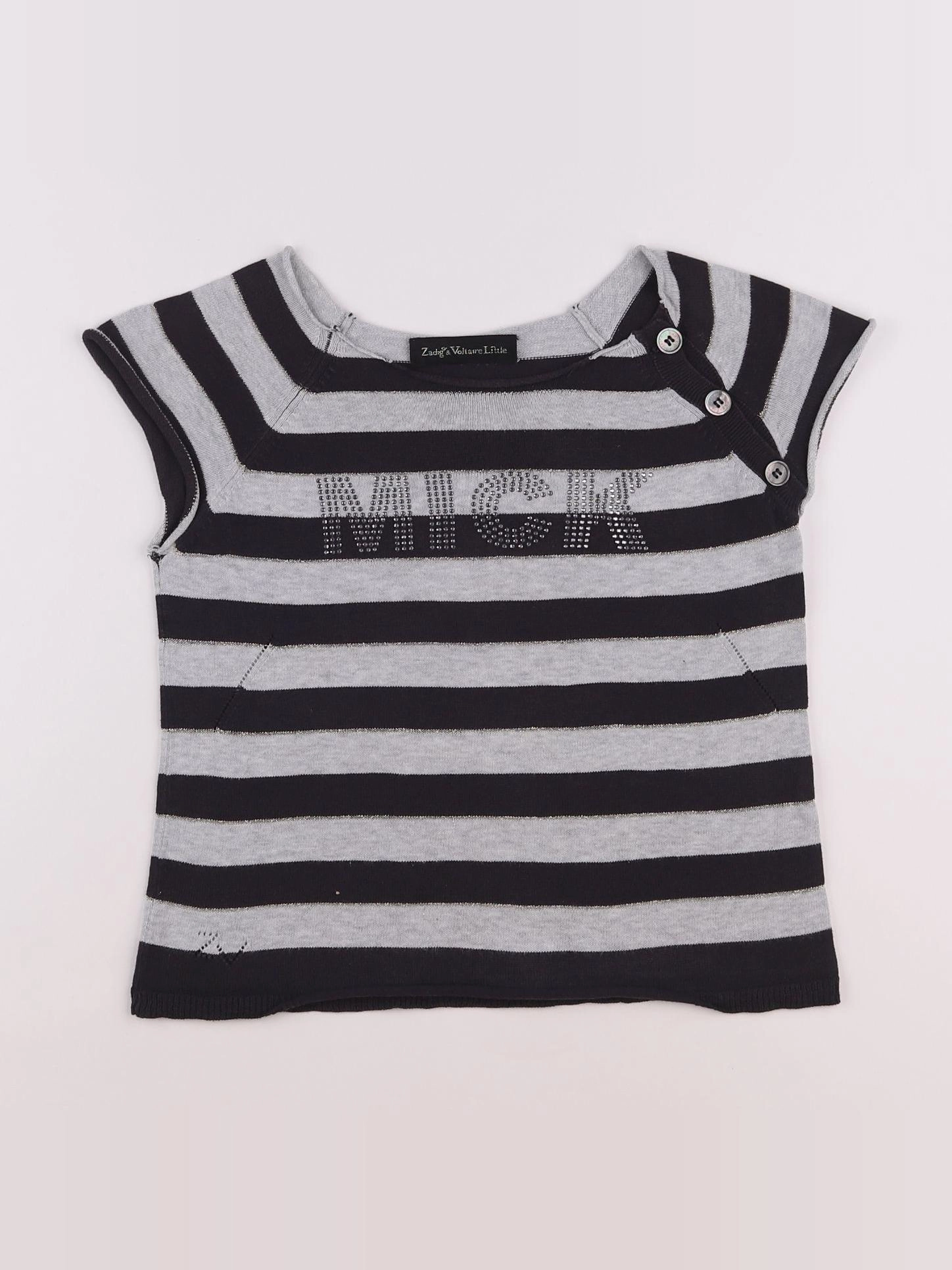 Zadig & Voltaire - tee-shirt gris, noir - 8/10 ans