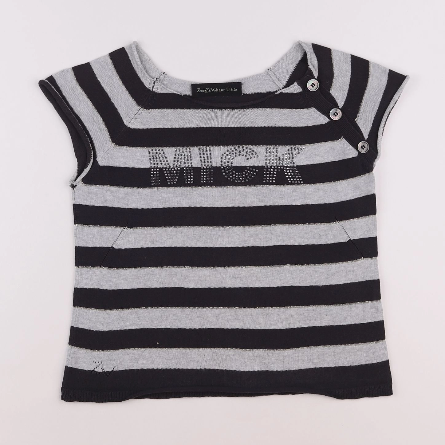 Zadig & Voltaire - tee-shirt gris, noir - 8/10 ans