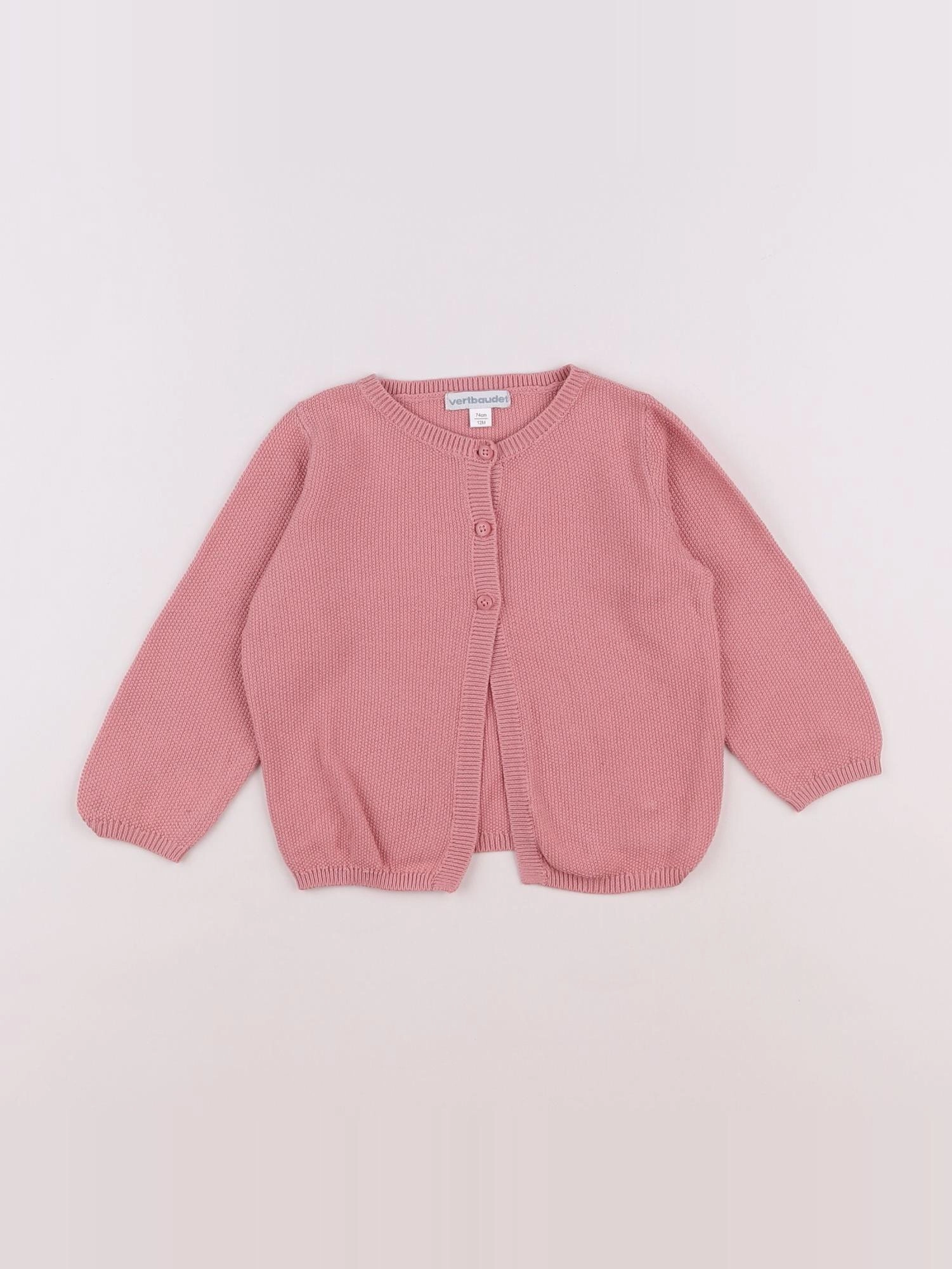 Vertbaudet - gilet rose - 12 mois