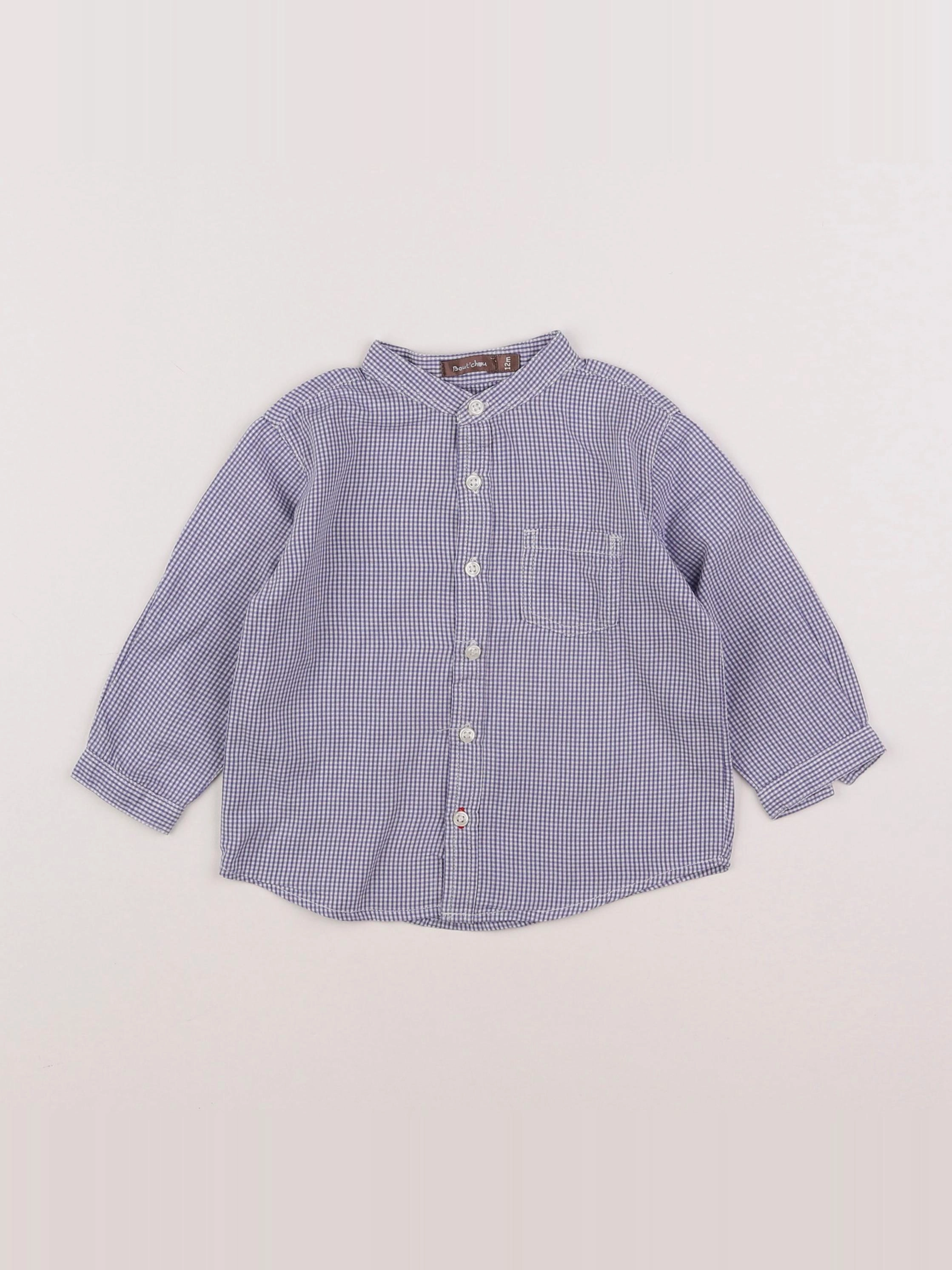Boutchou - chemise blanc, bleu - 12 mois
