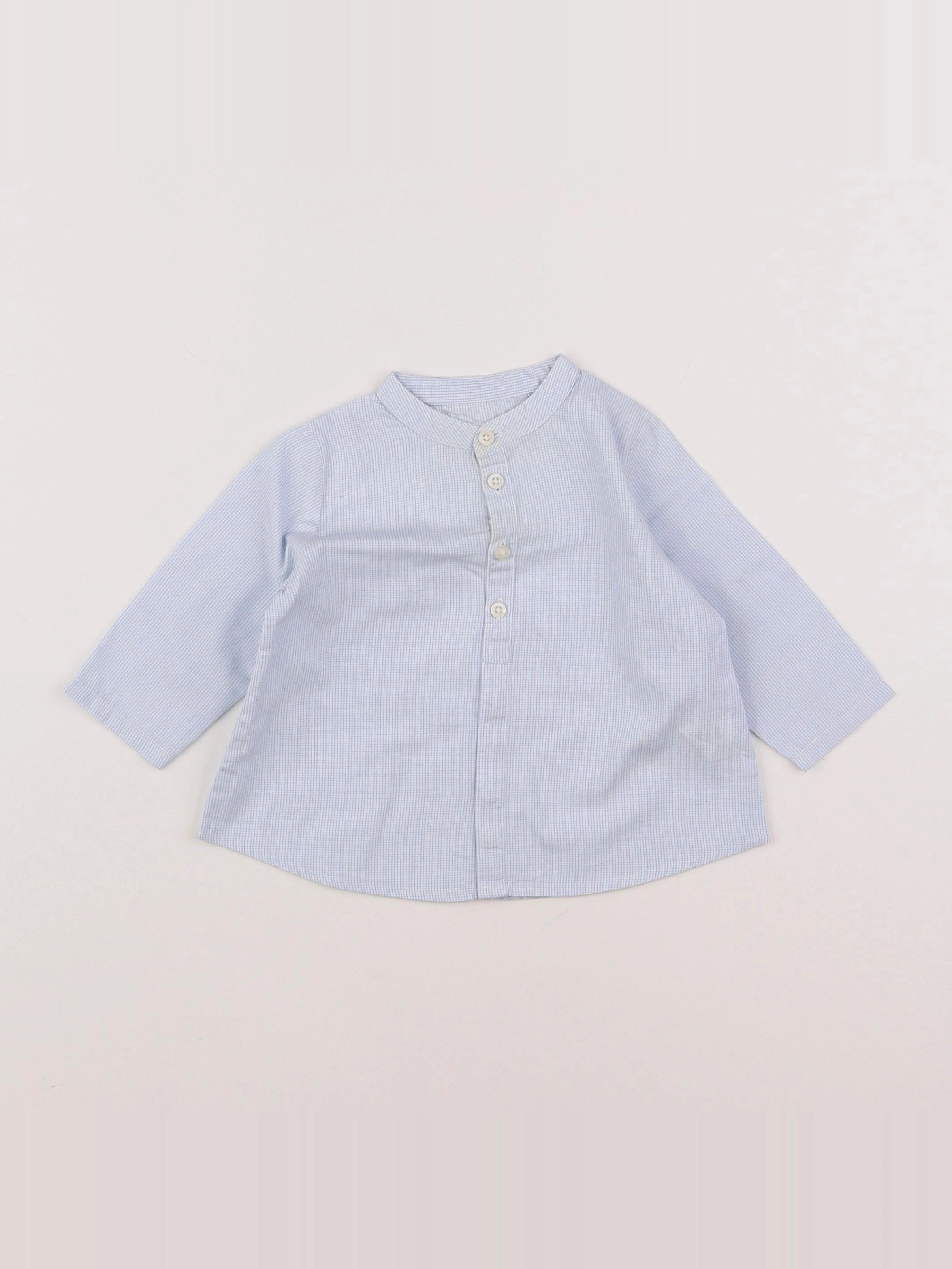 Boutchou - chemise blanc, bleu - 6 mois