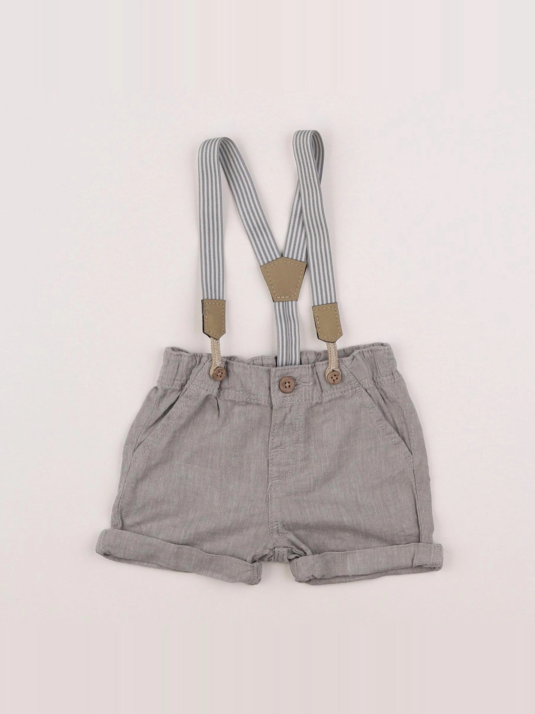 H&M - short gris - 3/6 mois