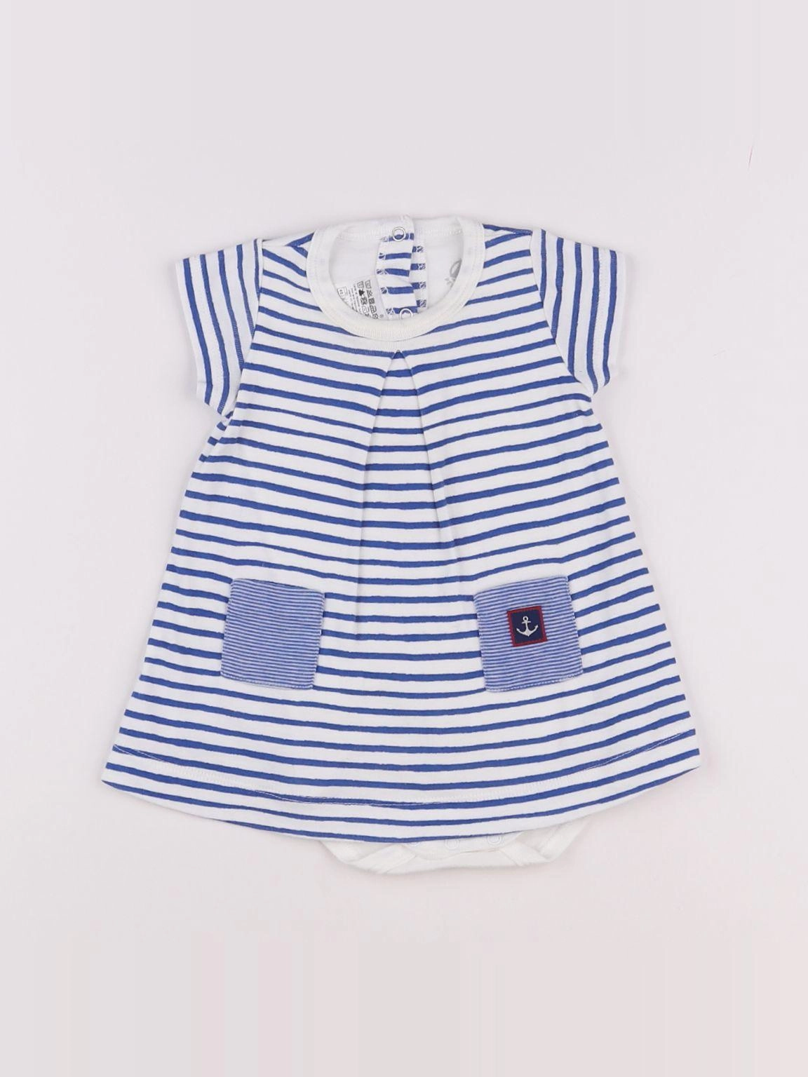 Petit Bateau - body robe bleu - 3 mois