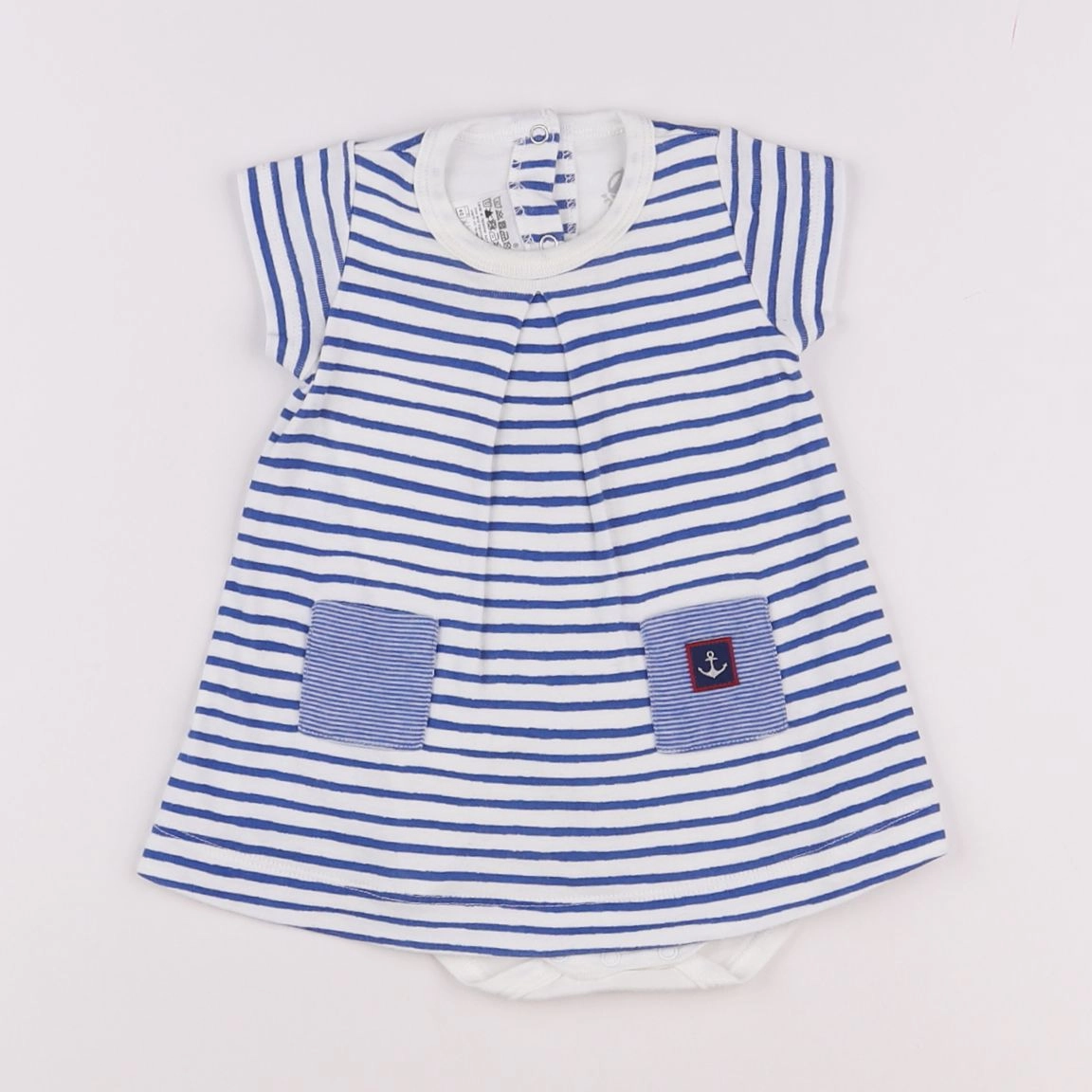 Petit Bateau - body robe bleu - 3 mois
