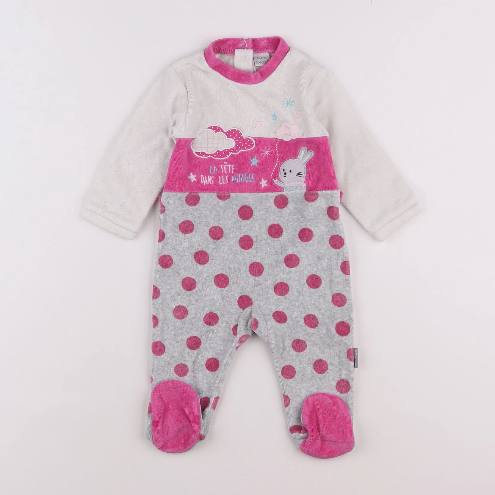 Absorba - pyjama velours multicolore - 6 mois