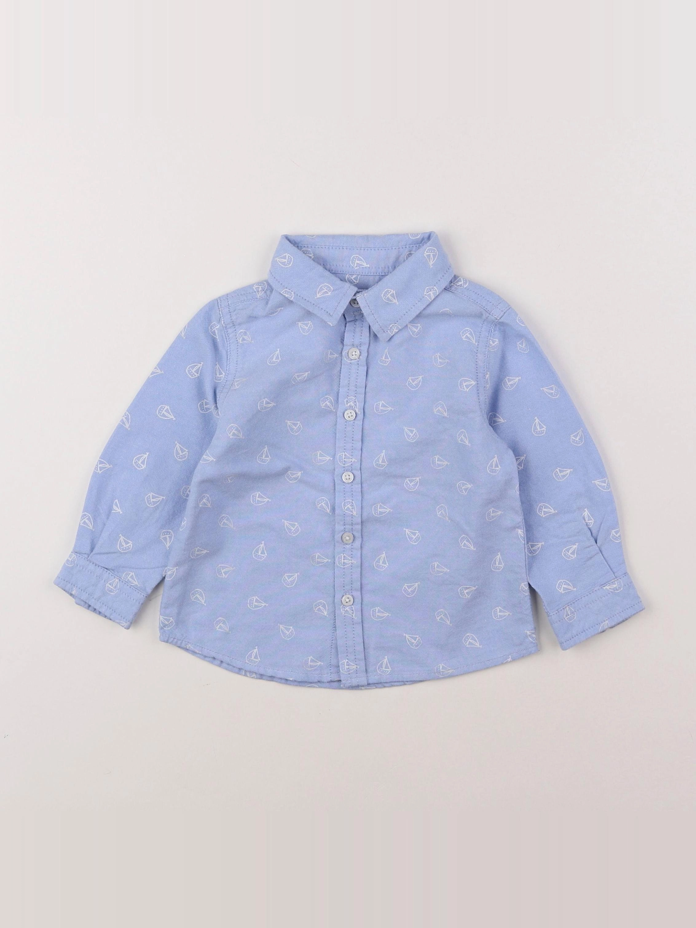Mango - chemise bleu - 12/9 mois