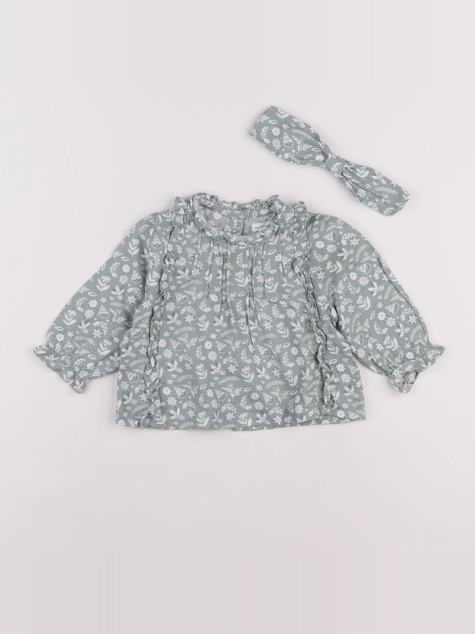 Vertbaudet - blouse vert - 6 mois