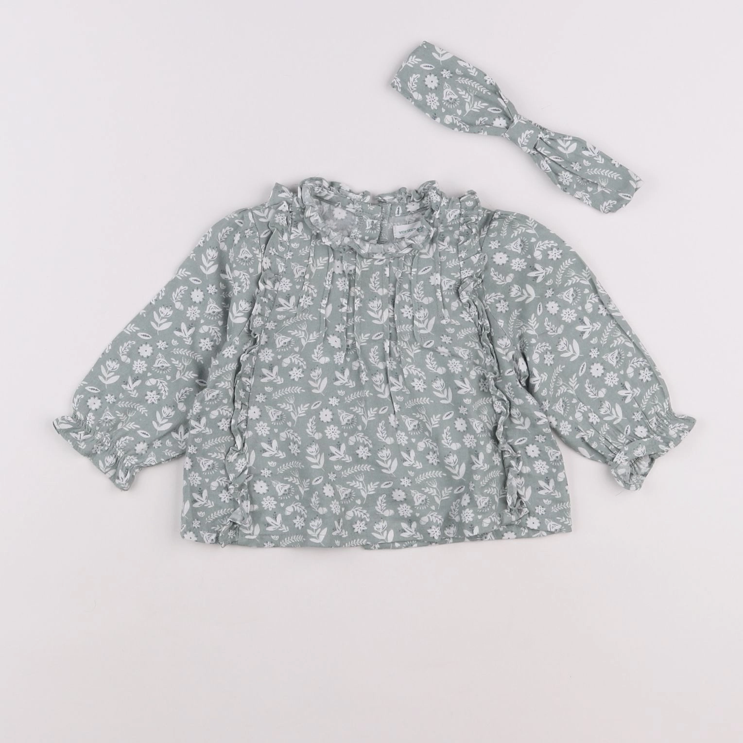 Vertbaudet - blouse vert - 6 mois