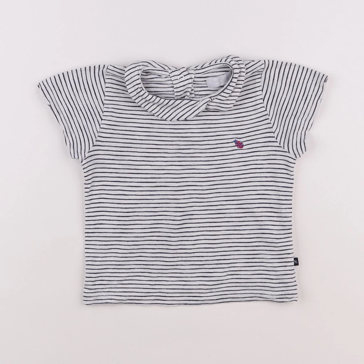 Cadet Rousselle - tee-shirt blanc, bleu - 6/9 mois