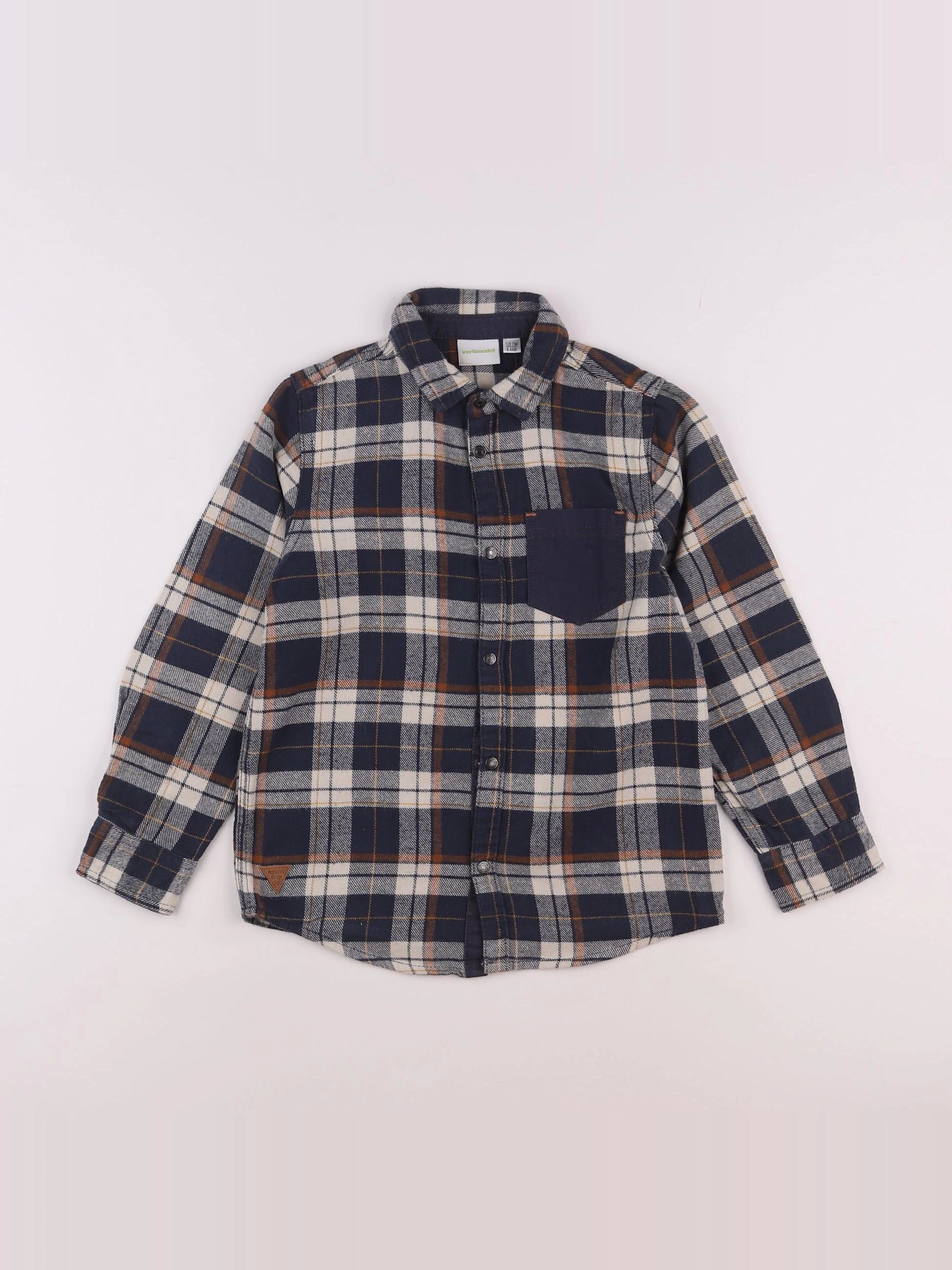 Vertbaudet - chemise bleu, beige - 8 ans