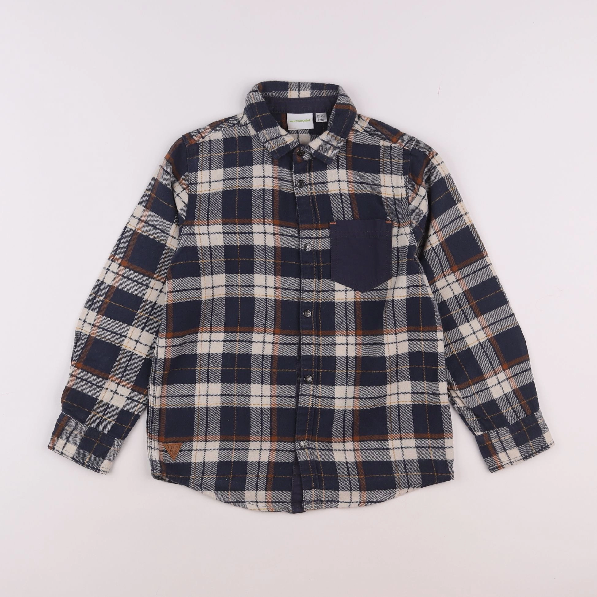 Vertbaudet - chemise bleu, beige - 8 ans