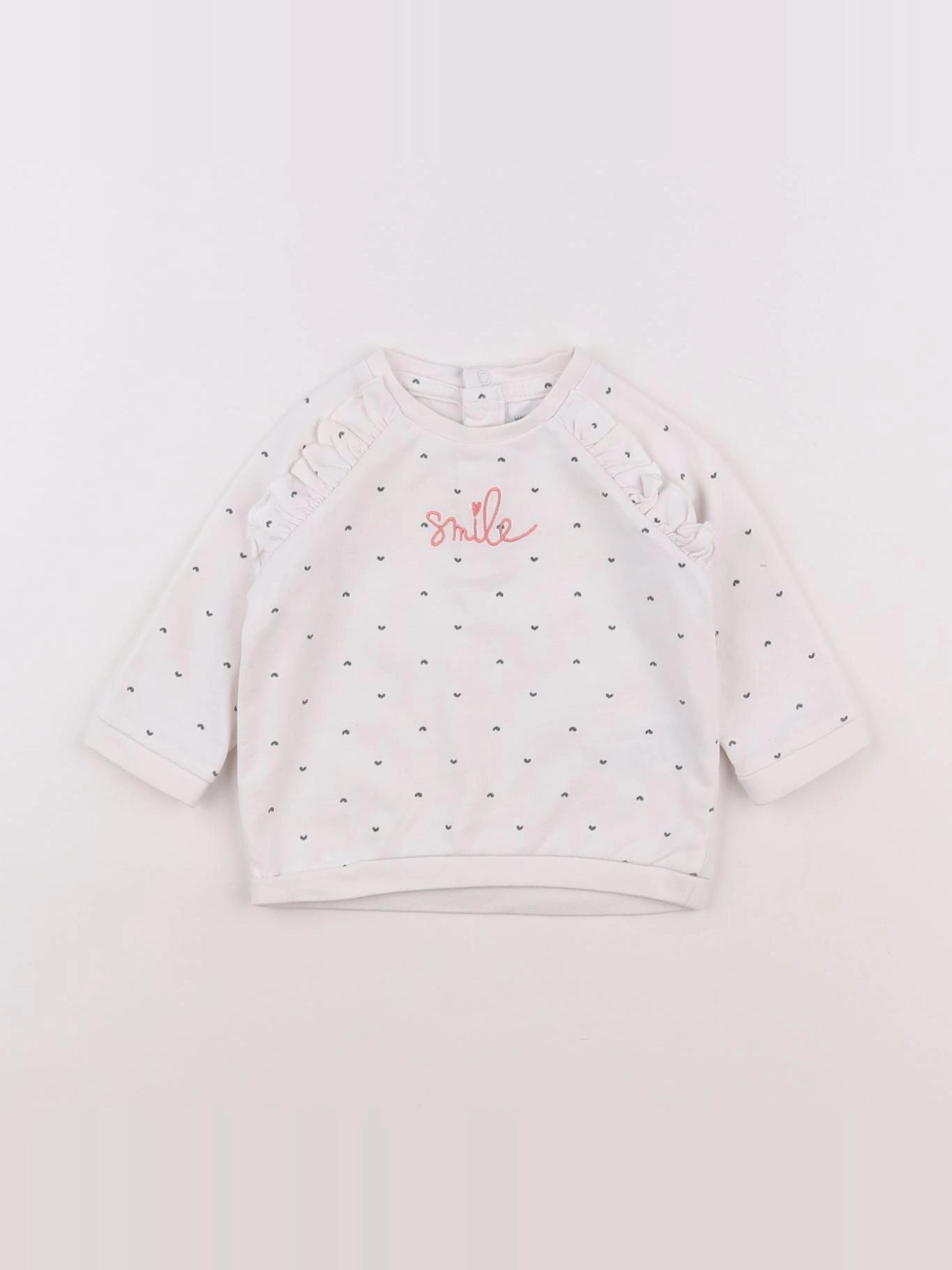 Vertbaudet - sweat blanc - 6 mois