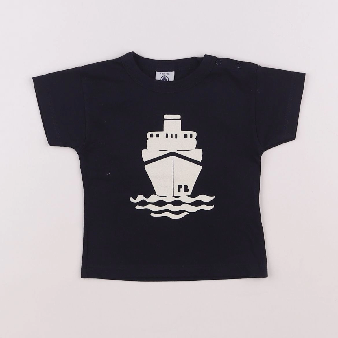 Petit Bateau - tee-shirt bleu - 6 mois
