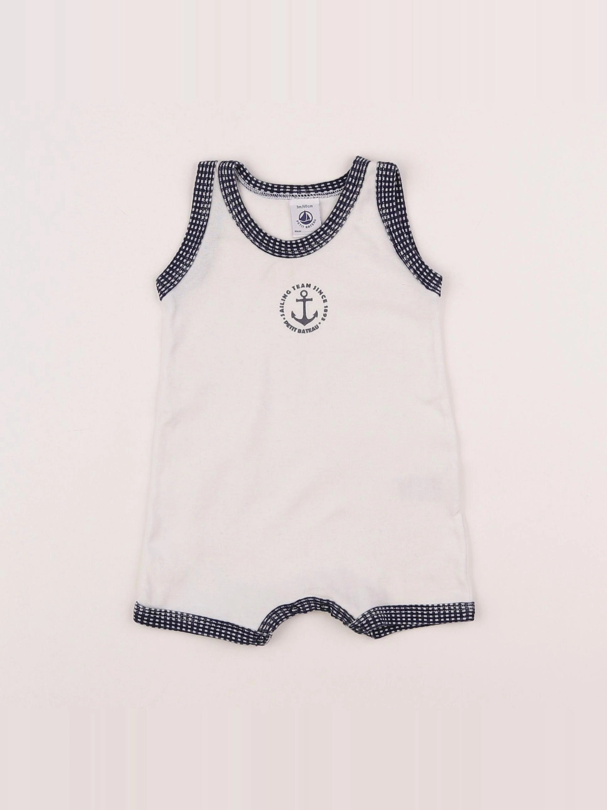 Petit Bateau - pyjama coton blanc - 3 mois