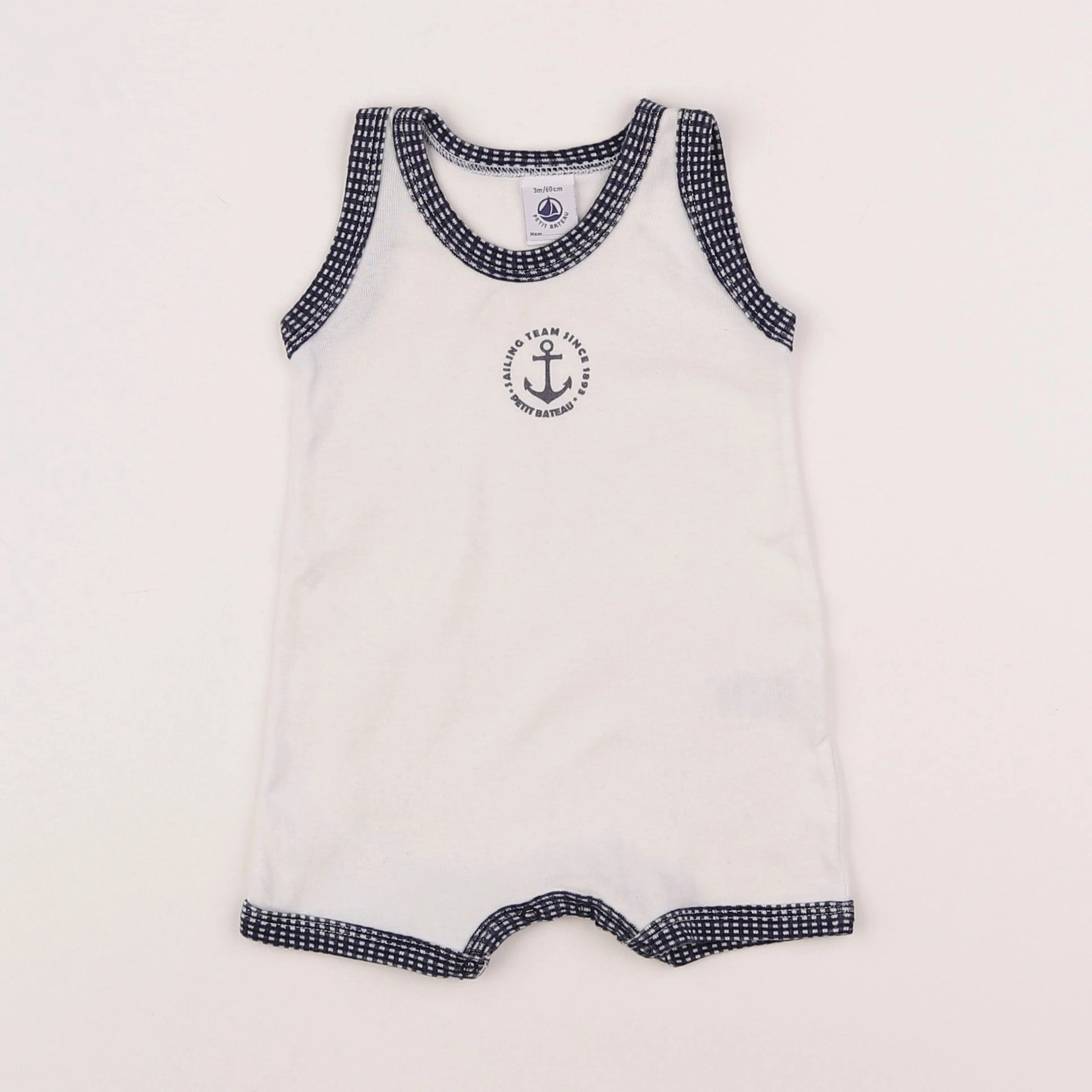 Petit Bateau - pyjama coton blanc - 3 mois