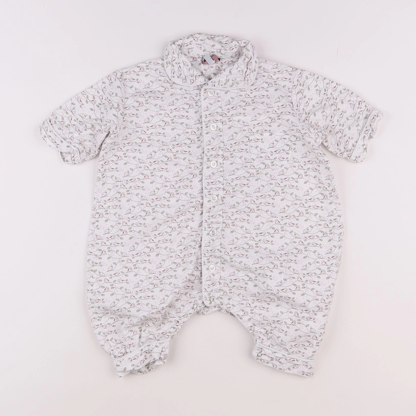 Des Fils et des Nuits - pyjama coton blanc - 6 mois